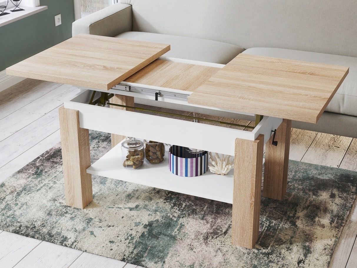 Raztegljiva klubska mizica Glendale 100 (Sonoma hrast + Bela)