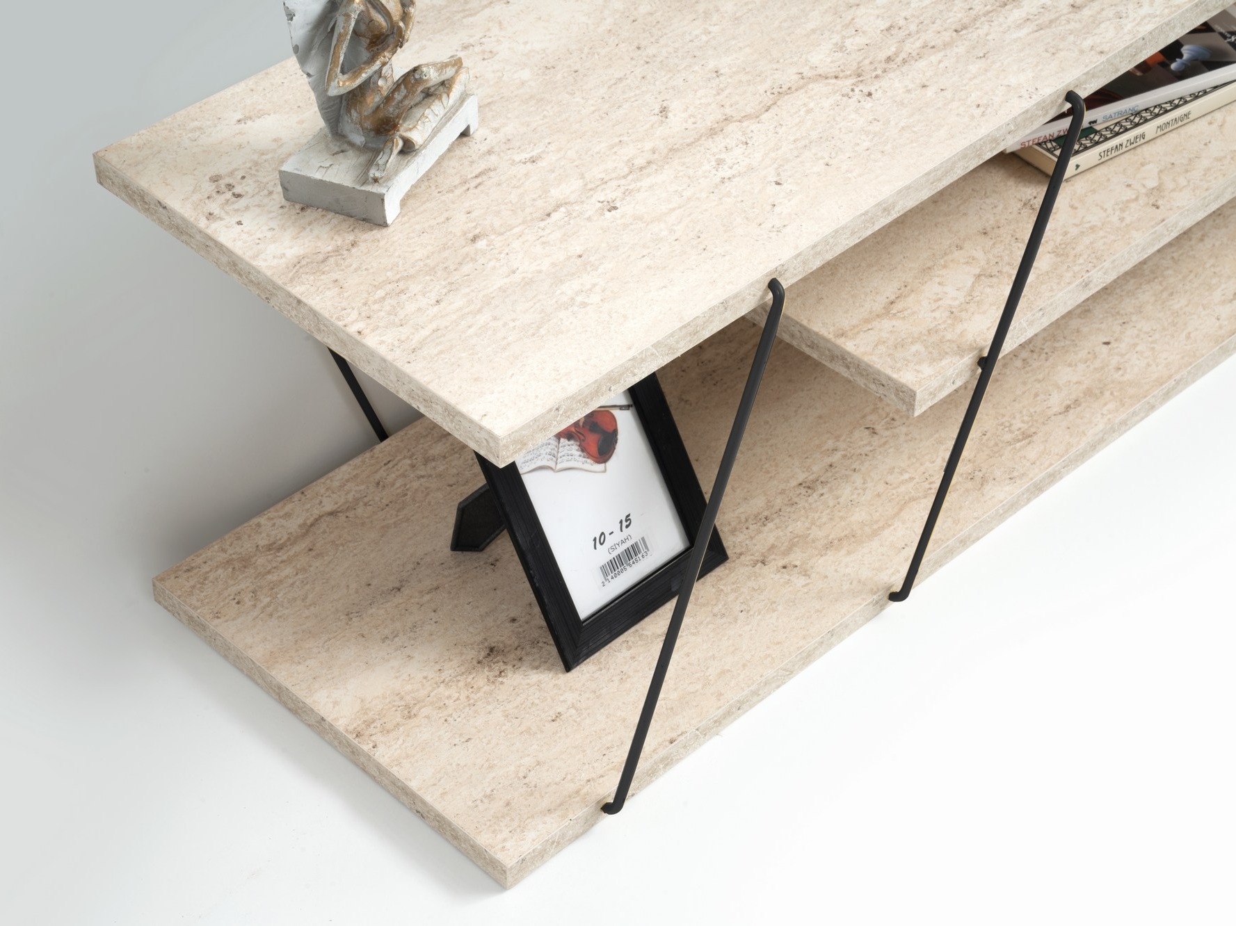 TV-omarica Kailua 365 (Svetel travertin + Črna)