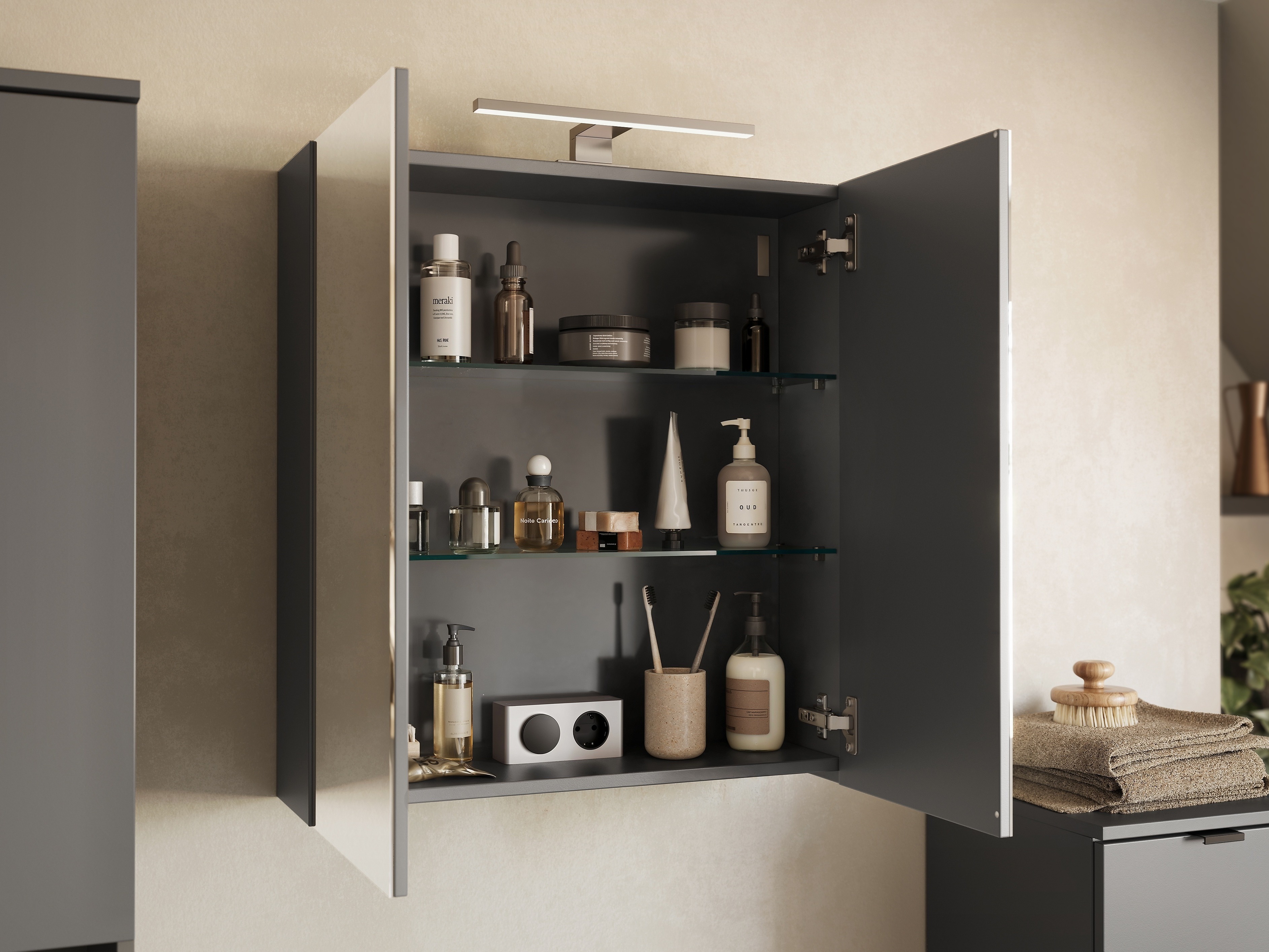 Kopalniška omarica z ogledalom Felfere 107 (Antracit)