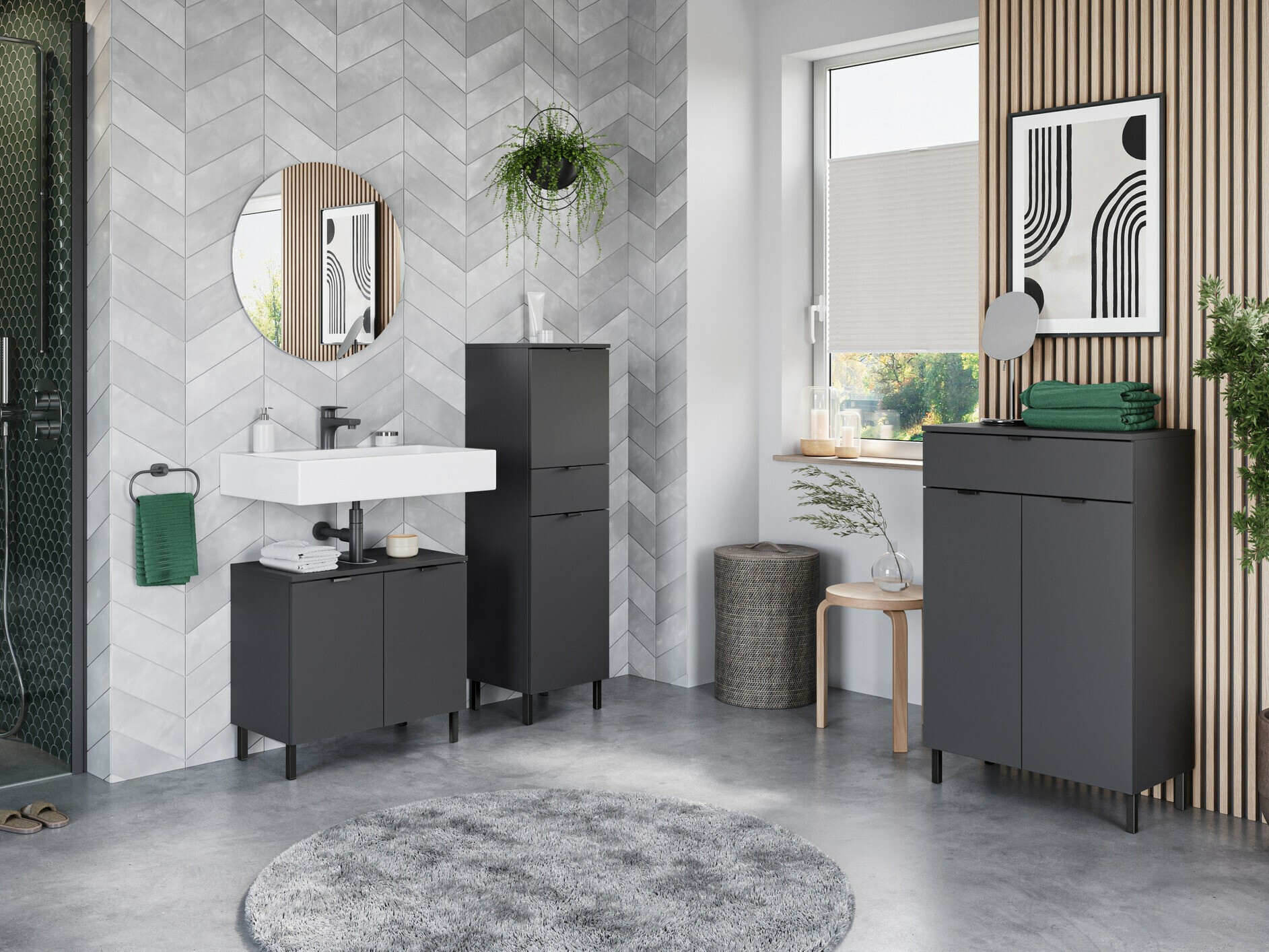 Prostostoječa Kopalniška omarica Felfere 101 (Antracit)