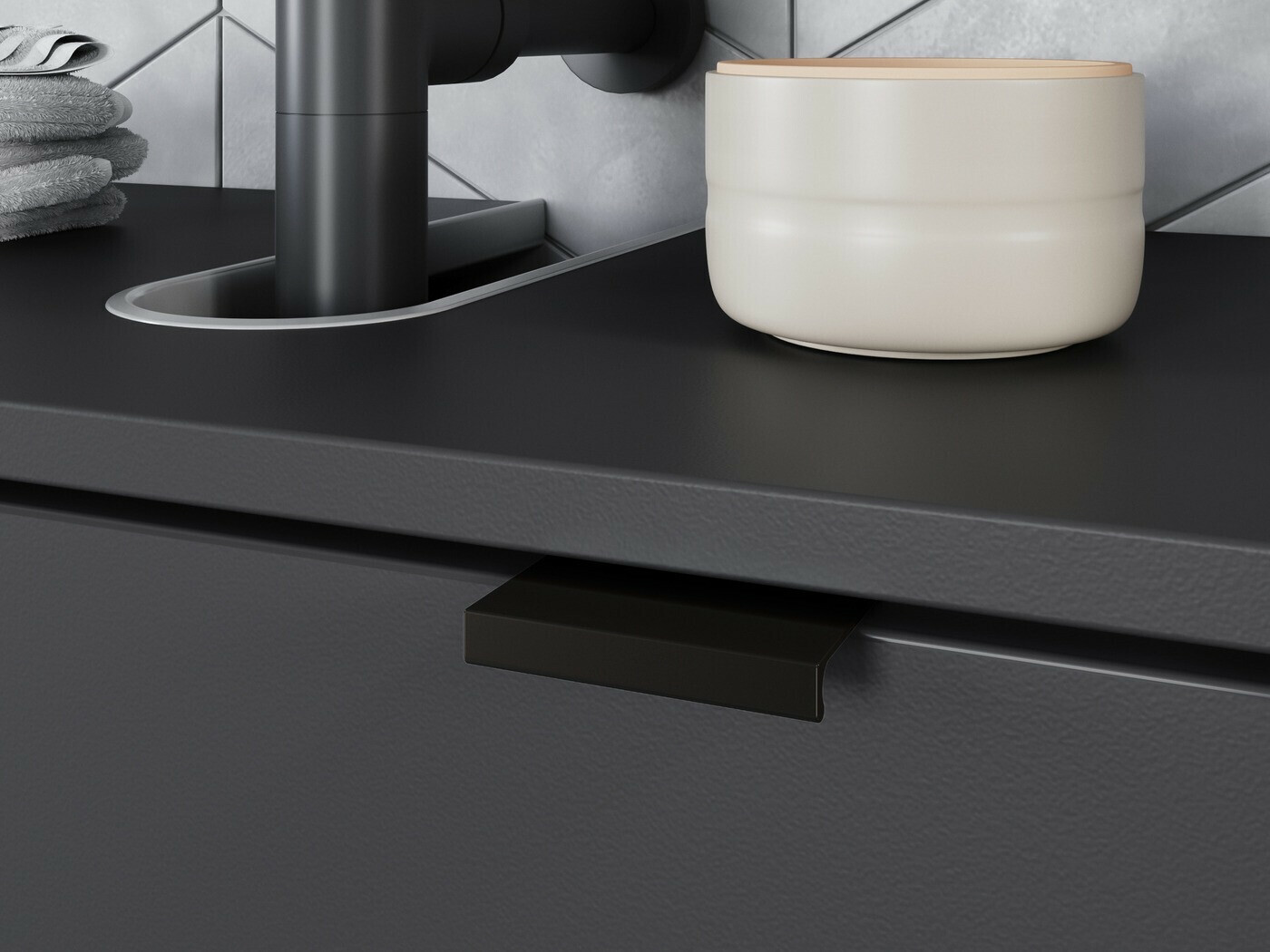 Prostostoječa kopalniška omarica za umivalnik Felfere 100 (Antracit)