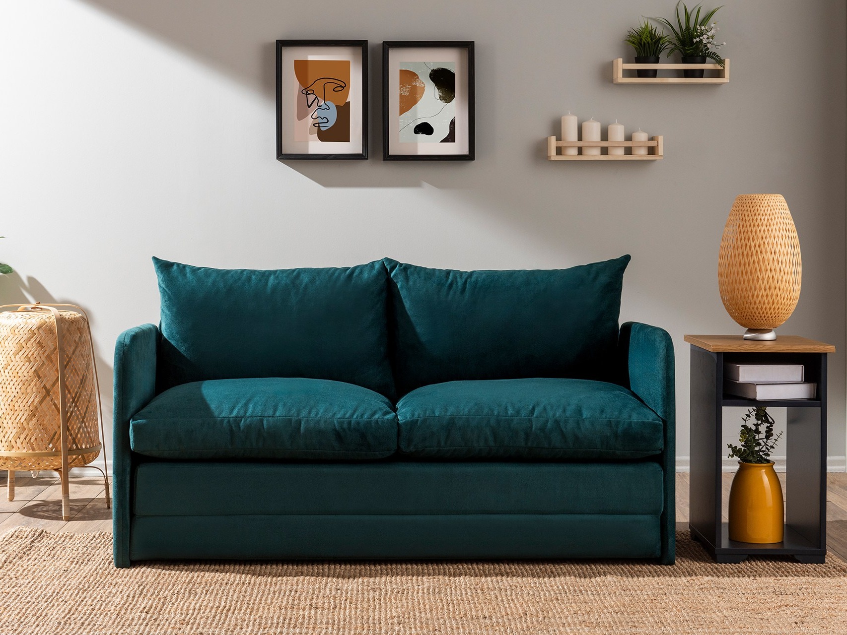 Raztegljiv kavč Altadena 614 (Temno turkizna)