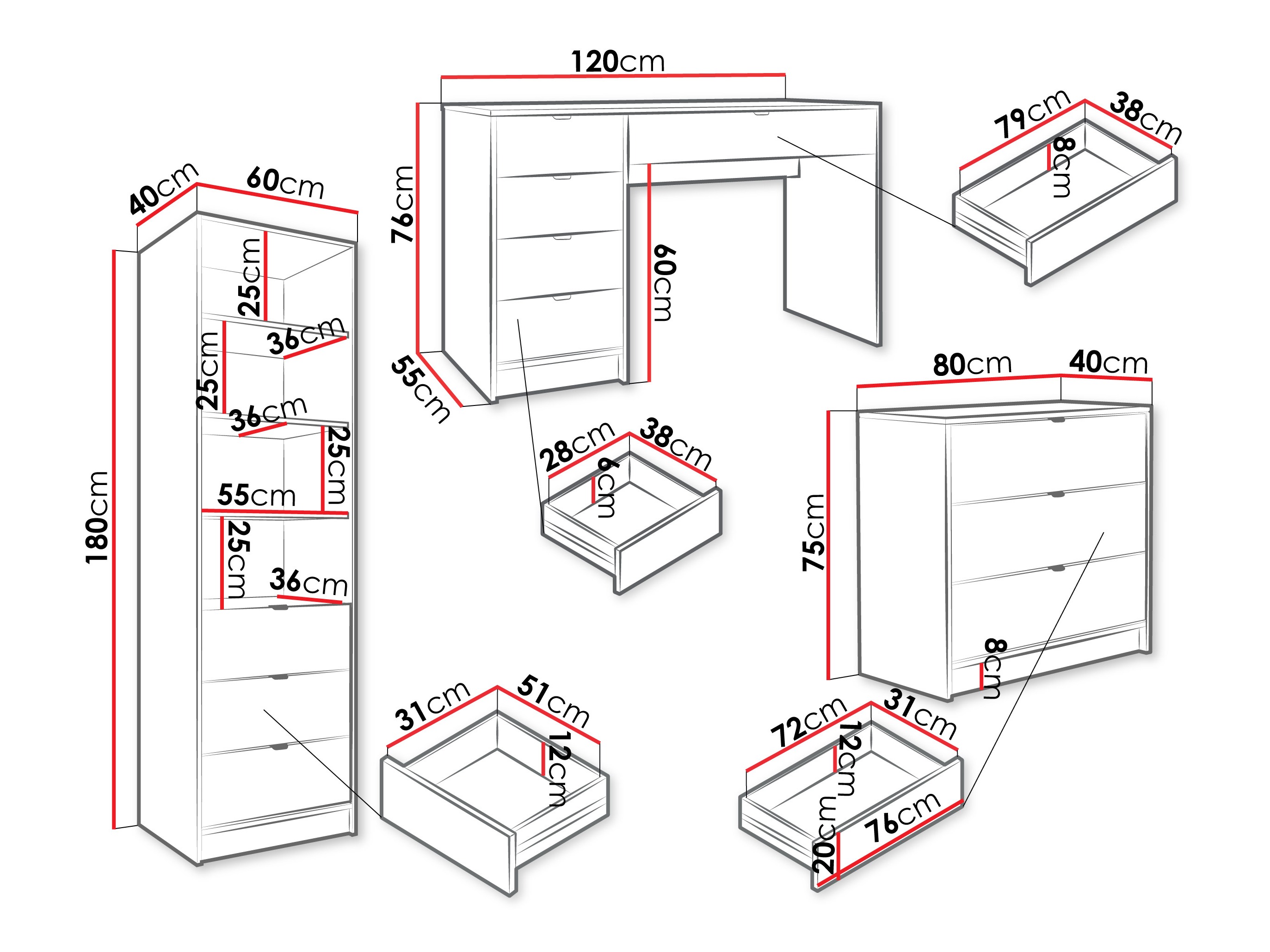 Komplet za domačo pisarno Comfivo Papilio V (Črna)