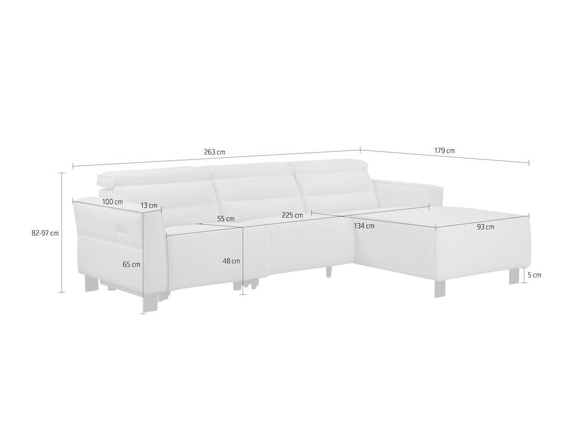 Kotna garnitura s počivalnikom Denton 1486 (Svetlo siva)