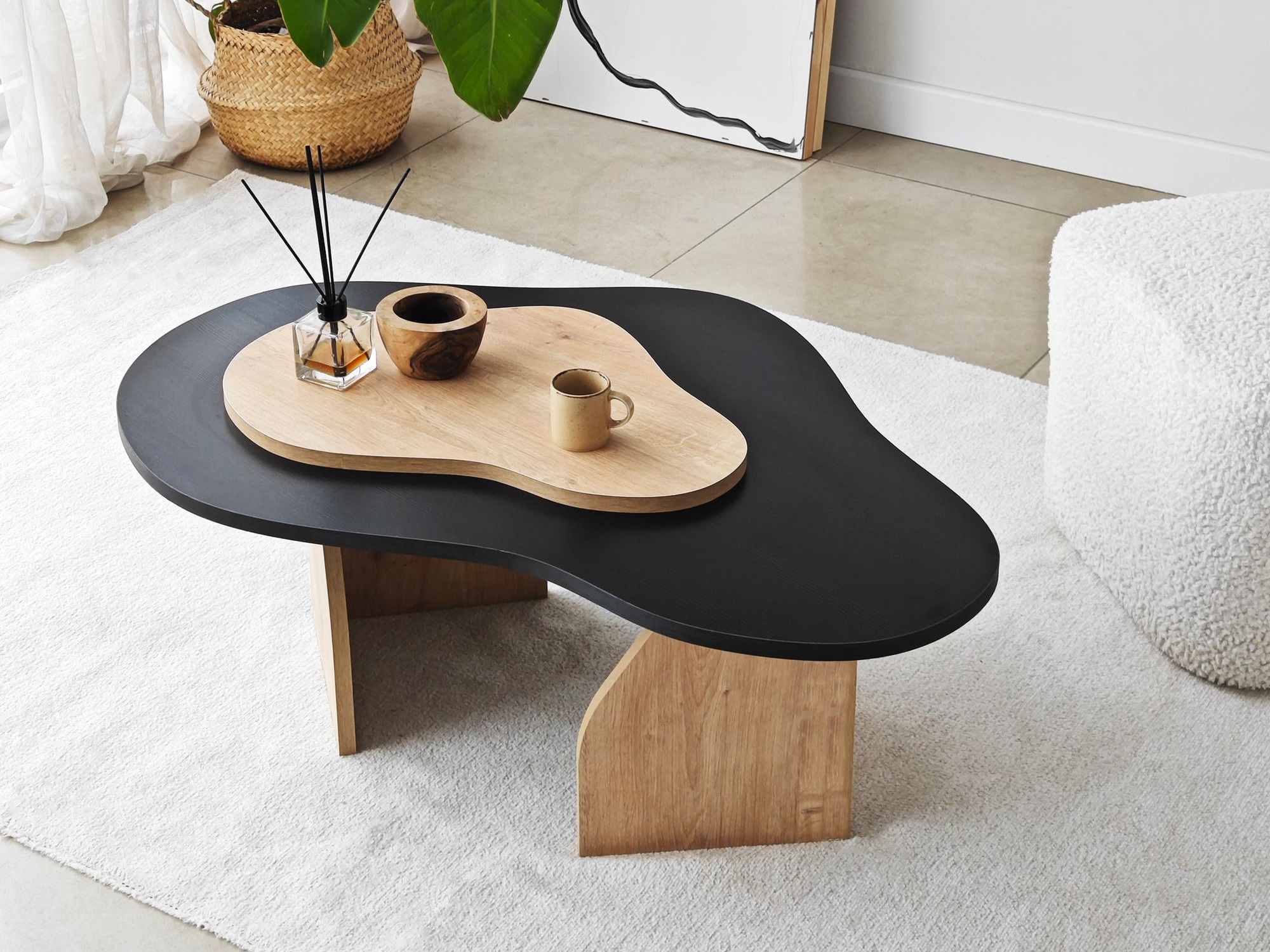 Klubska mizica Kailua 2633 (Črna + Hrast)