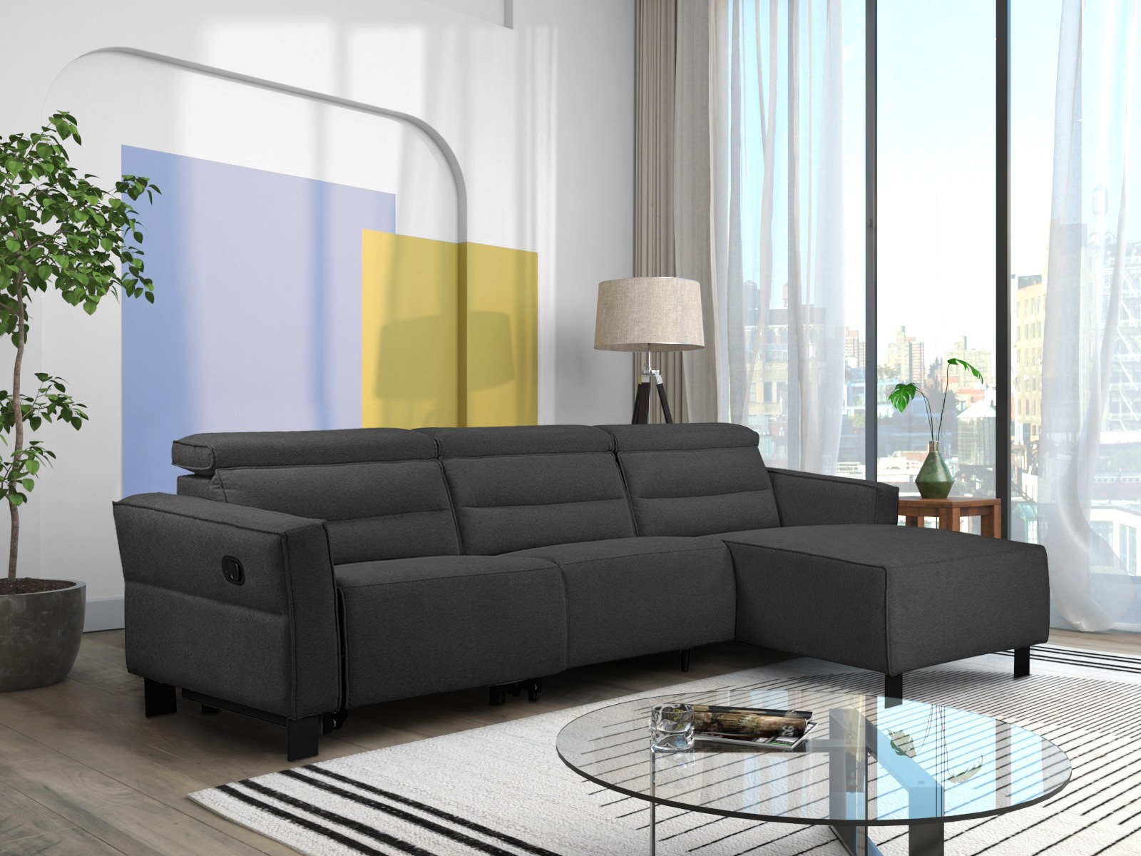 Kotna garnitura s počivalnikom Denton 1487 (Antracit)