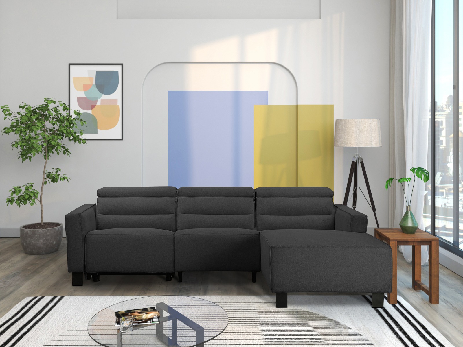 Kotna garnitura s počivalnikom Denton 1487 (Antracit)