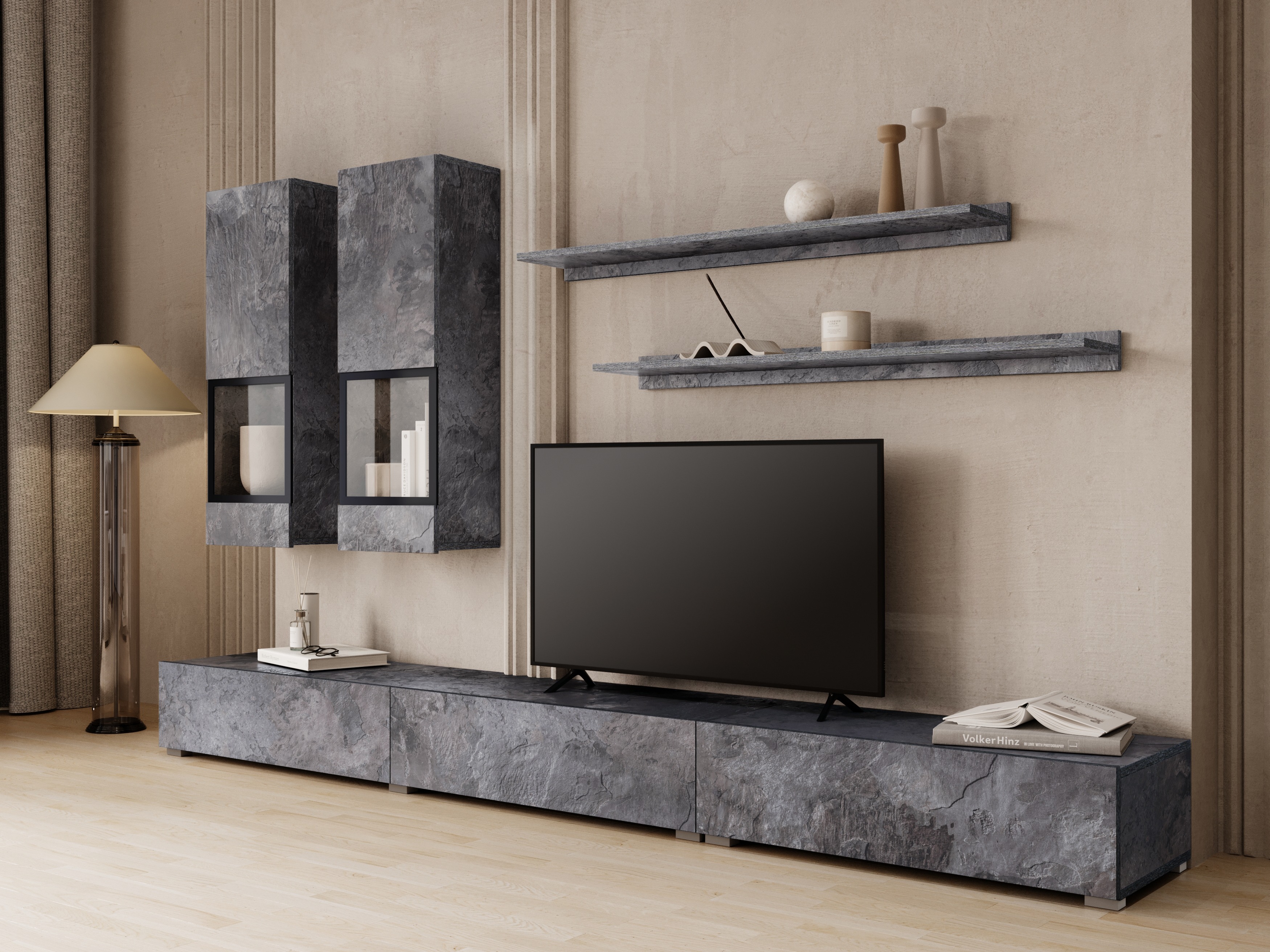 Komplet za dnevno sobo Serodeu 100 (Temen beton)