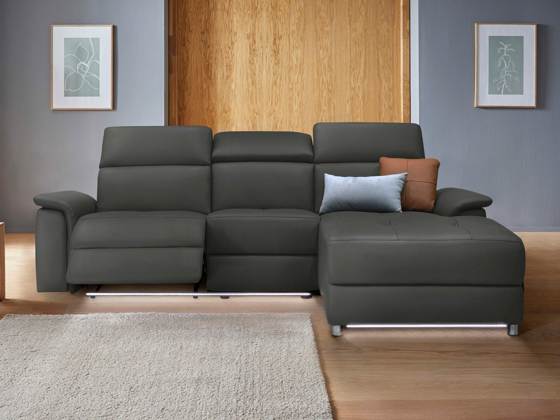 Kotna garnitura s počivalnikom Denton 1488 (Črna)