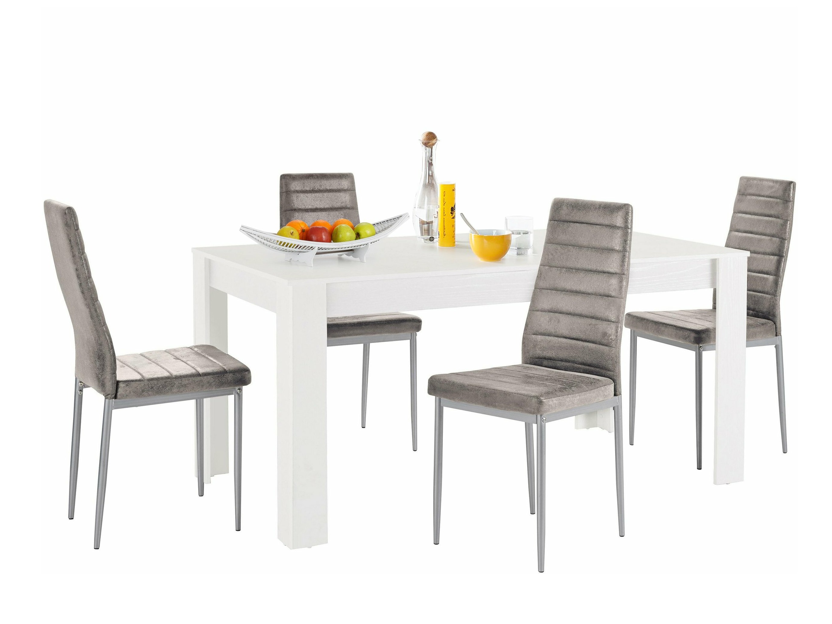 Jedilniški komplet Denton 604 (Srebrna + Svetlo siva)