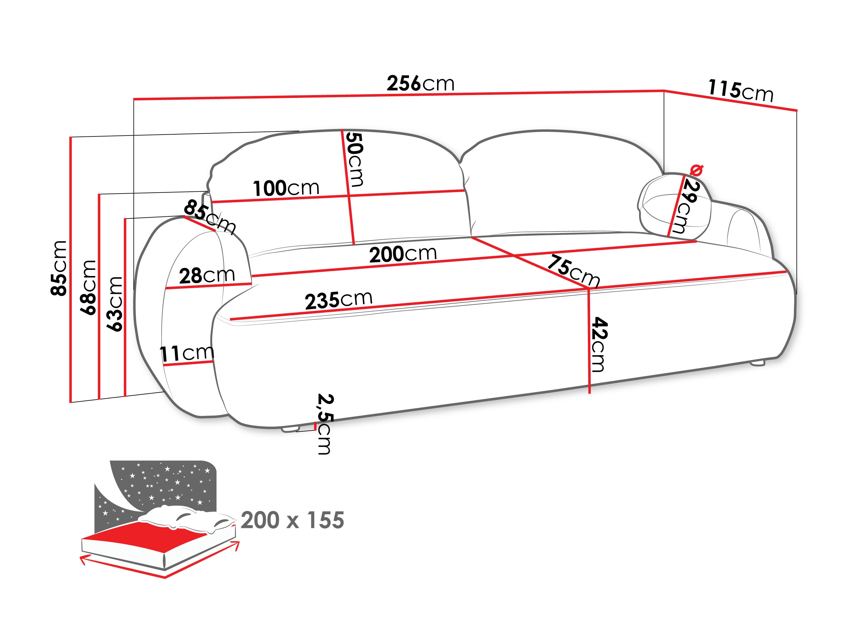 Kavč z ležiščem TrendyNest 114 (Now Or Never 83)