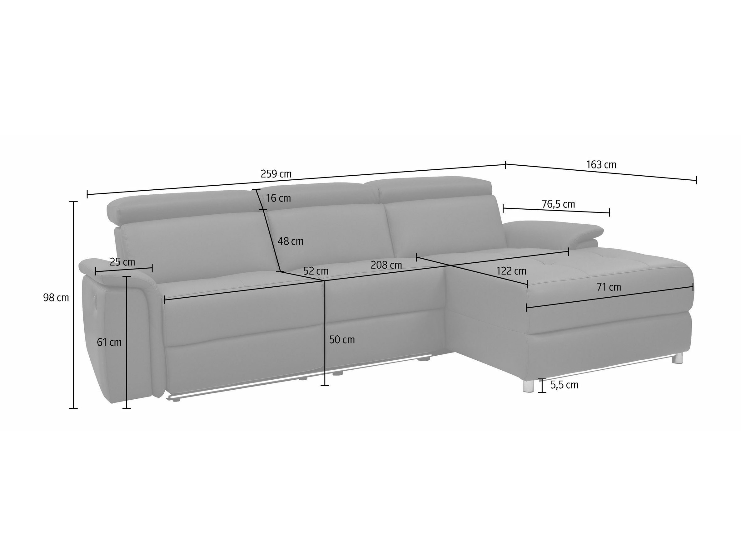 Kotna garnitura s počivalnikom Denton 1489 (Krema)