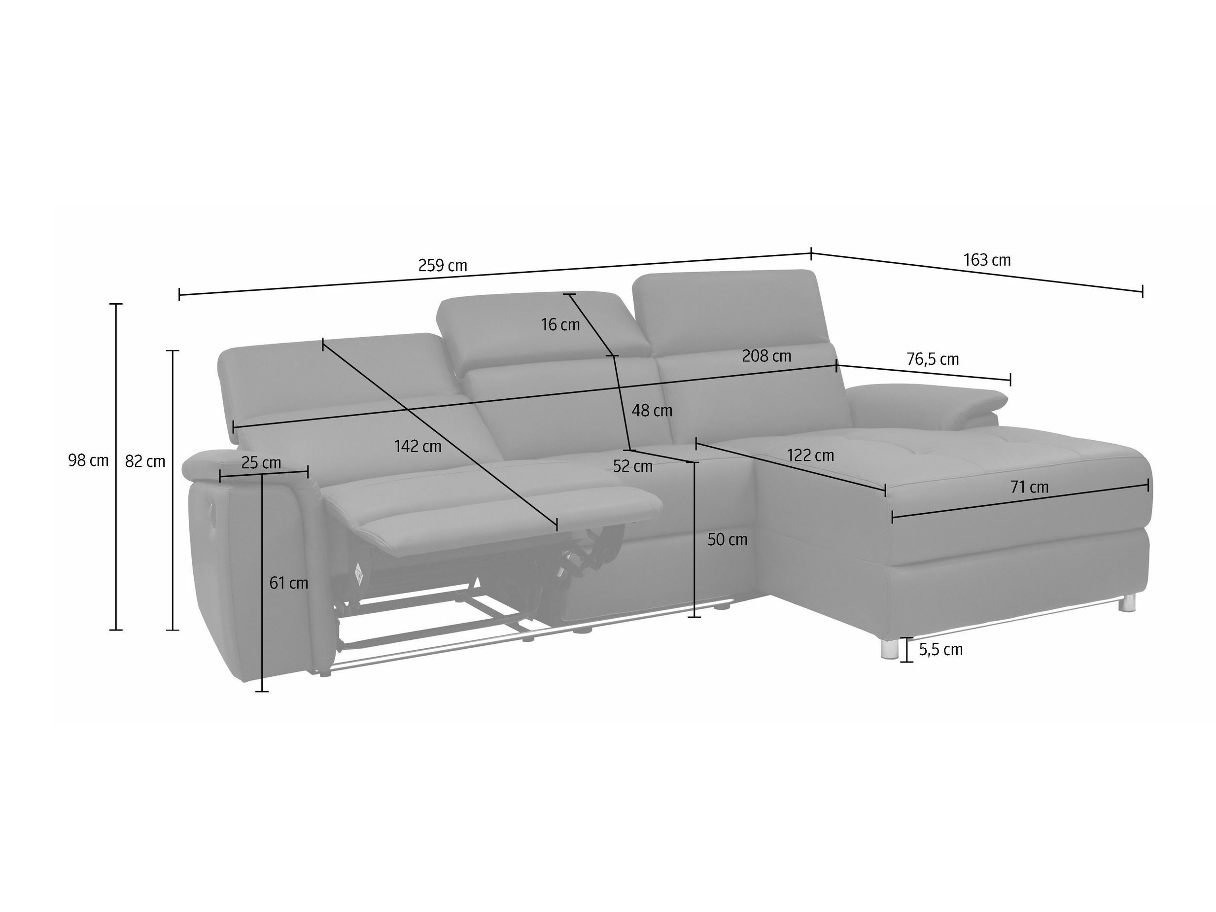 Kotna garnitura s počivalnikom Denton 1489 (Krema)