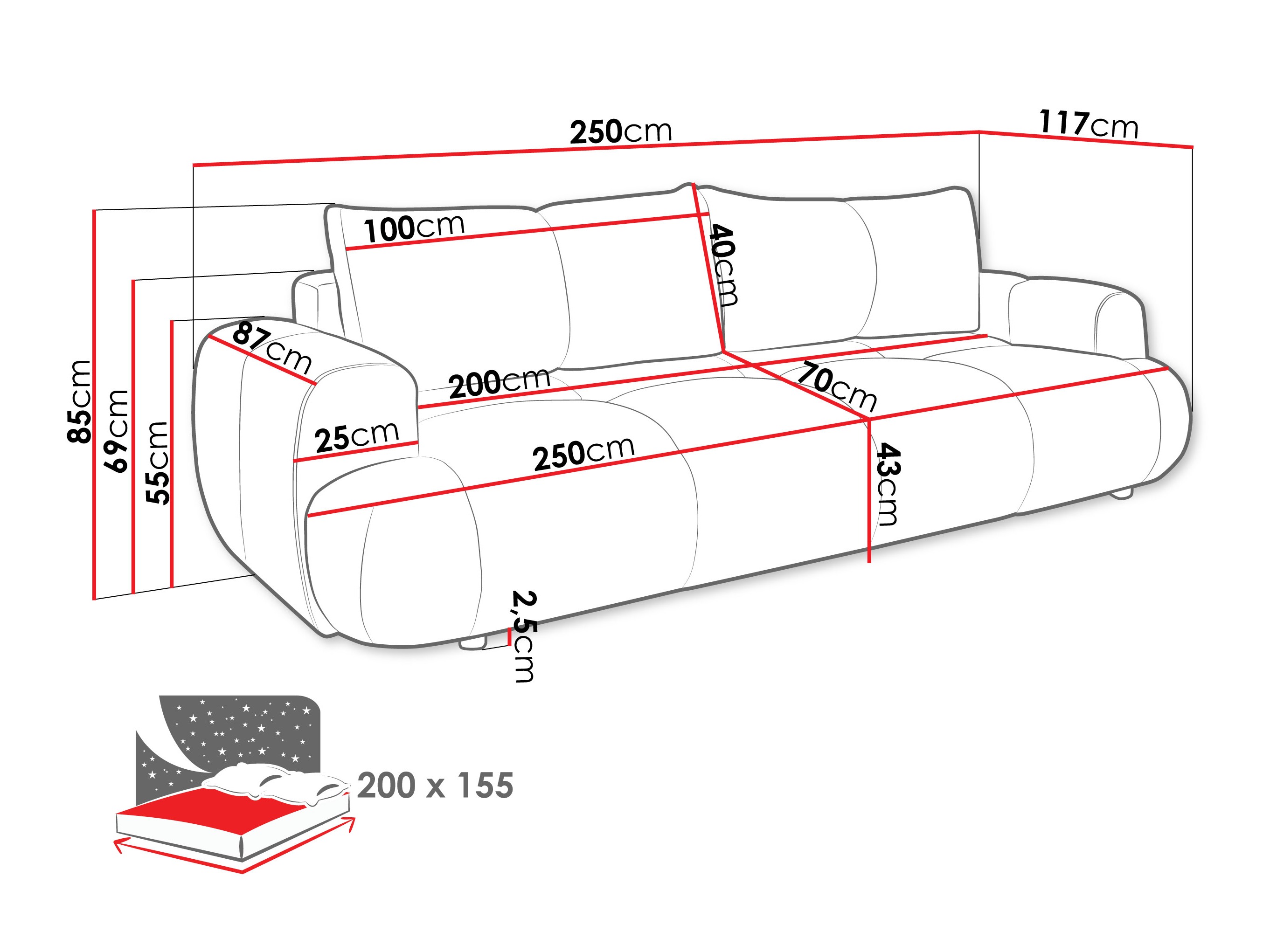 Raztegljiv kavč TrendyNest 115 (Now Or Never 03)