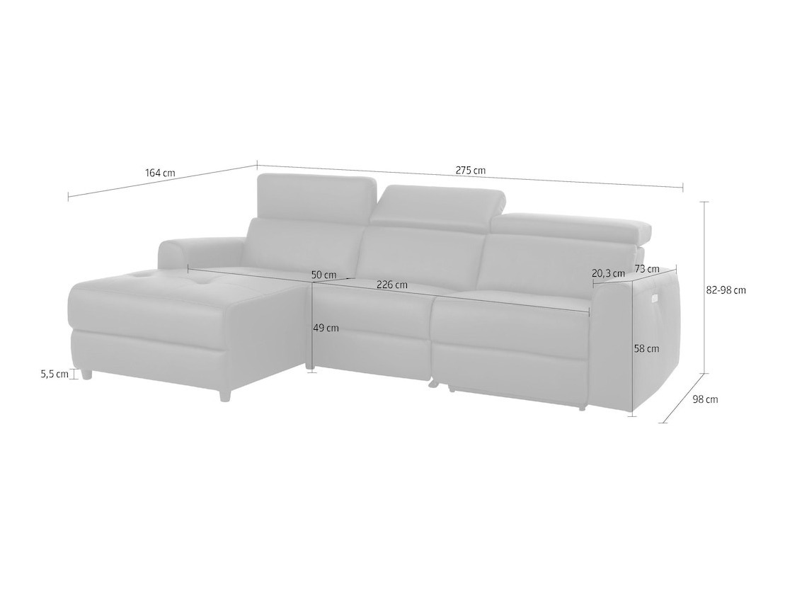 Kotna garnitura s počivalnikom Denton 1490 (Antracit)