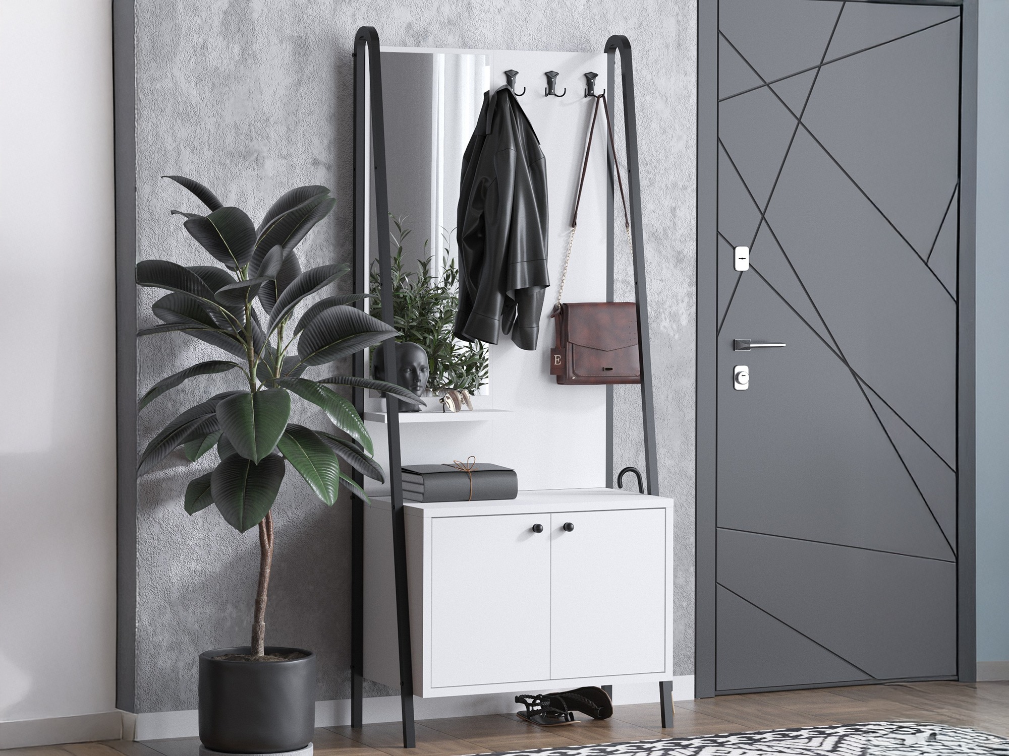 Komplet za predsobo Vestesu 143 (Bela)