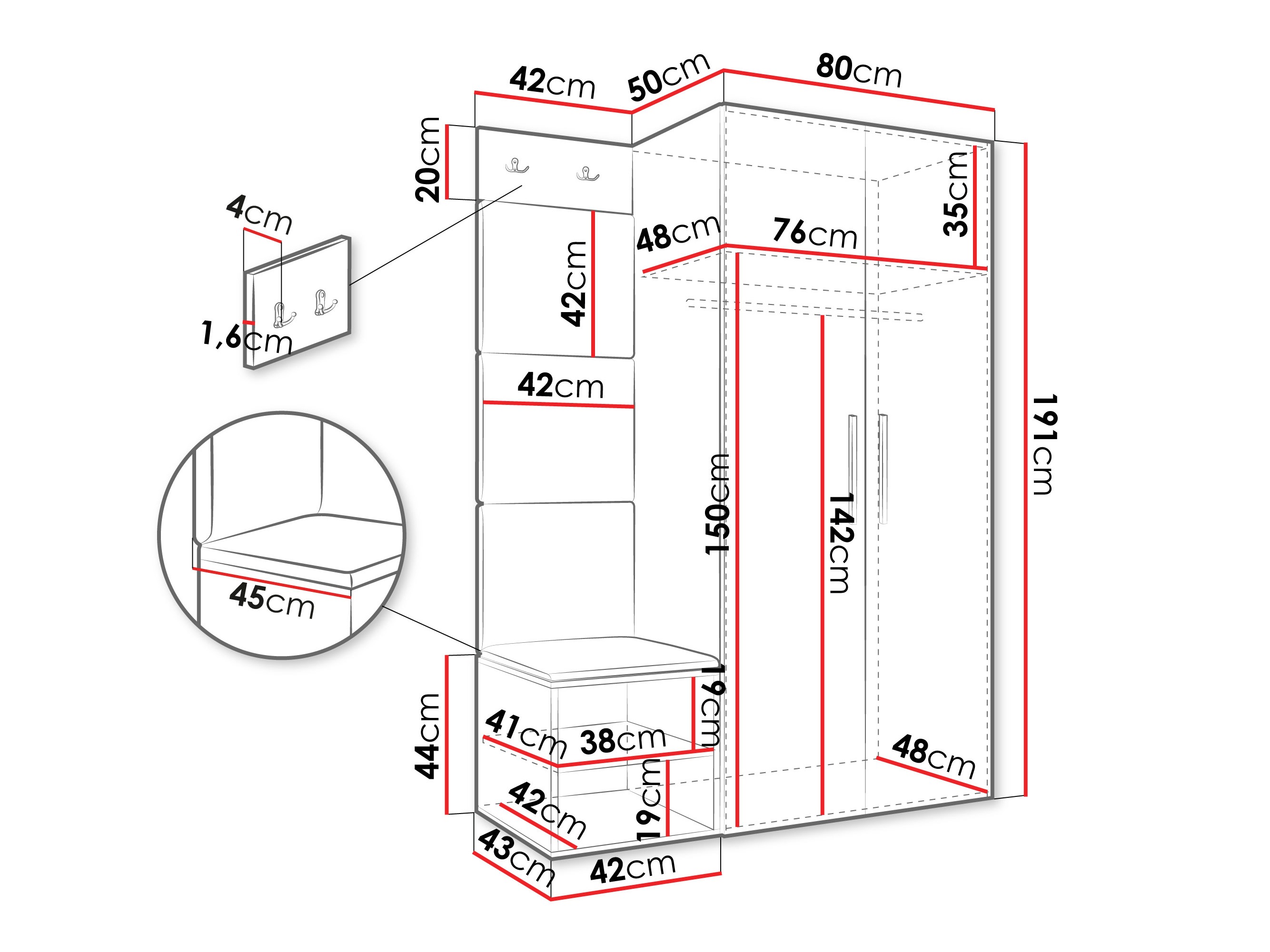 Komplet za predsobo Hartford 523 (Artisan hrast)