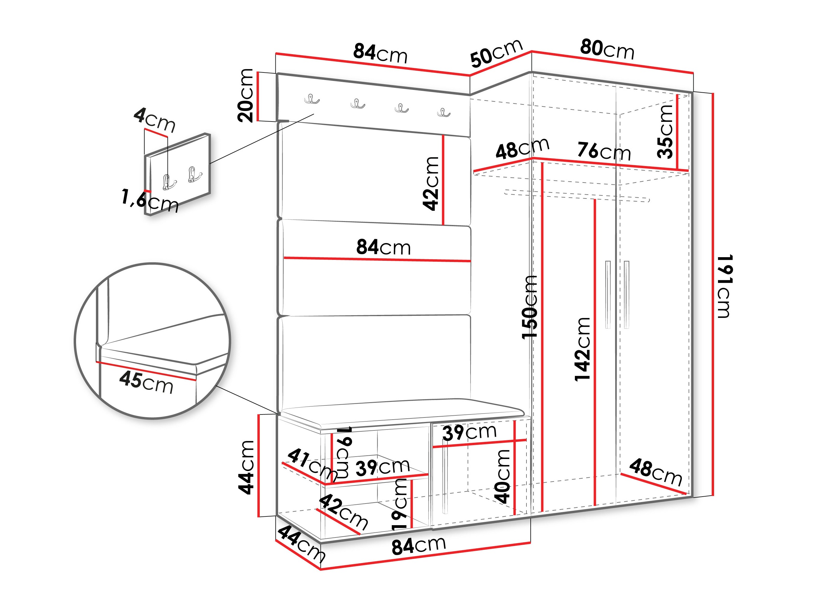 Komplet za predsobo Hartford 526 (Artisan hrast)
