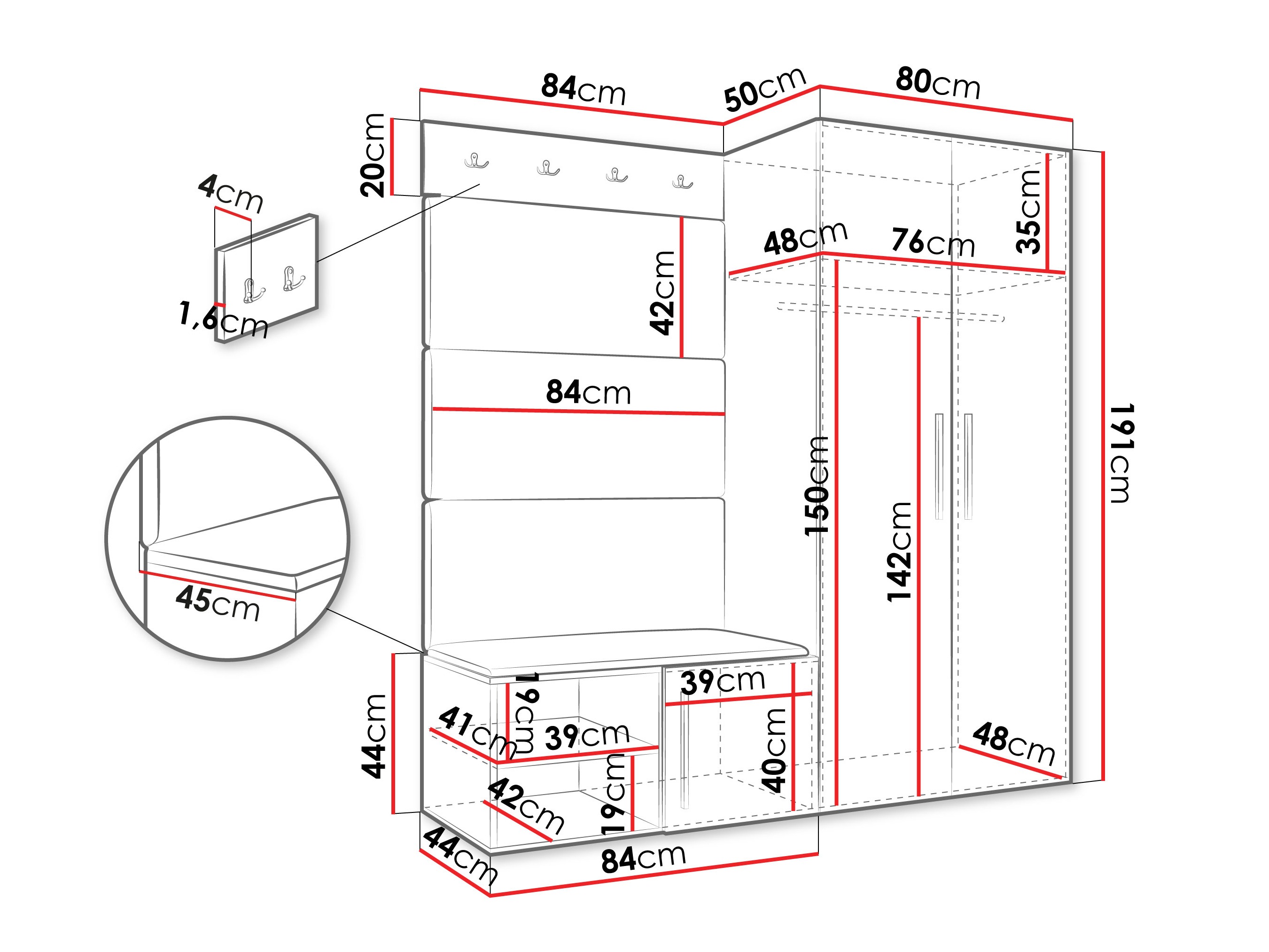 Komplet za predsobo Hartford 526 (Kašmir)