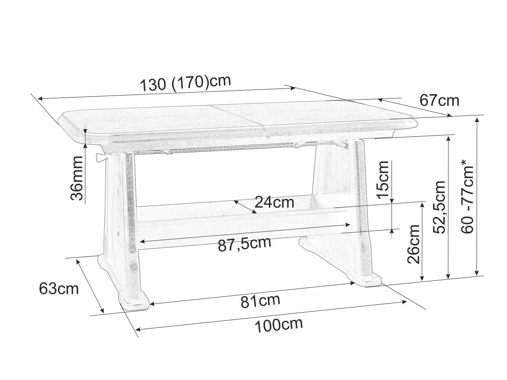 Raztegljiva klubska mizica Detroit 811 (Sonoma hrast)