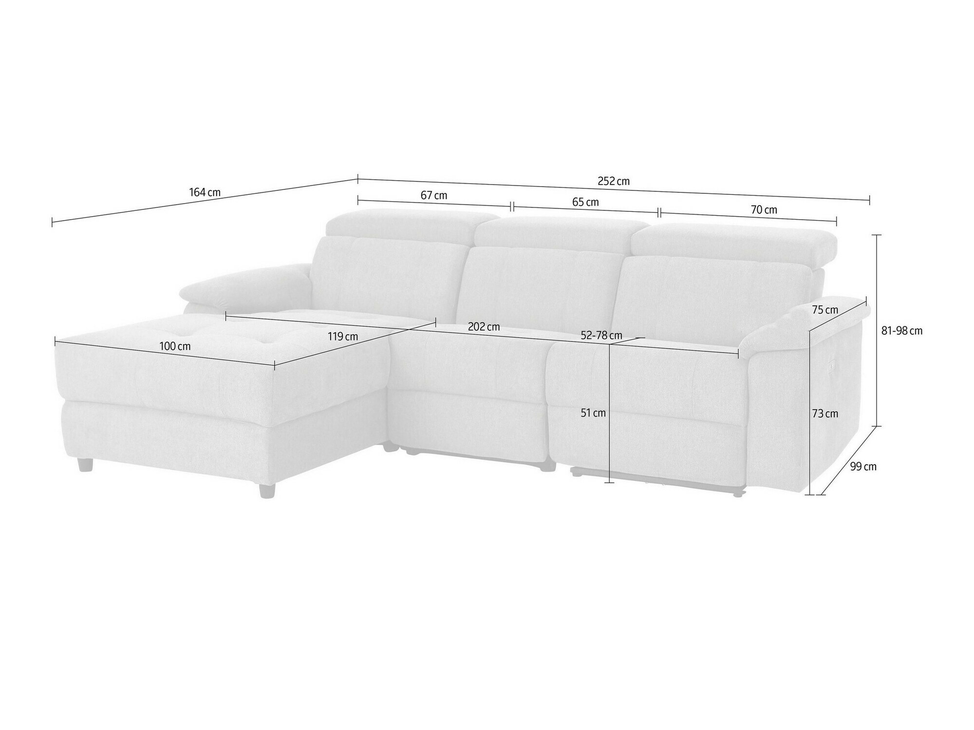 Kotna garnitura s počivalnikom Denton 1502 (Siva)