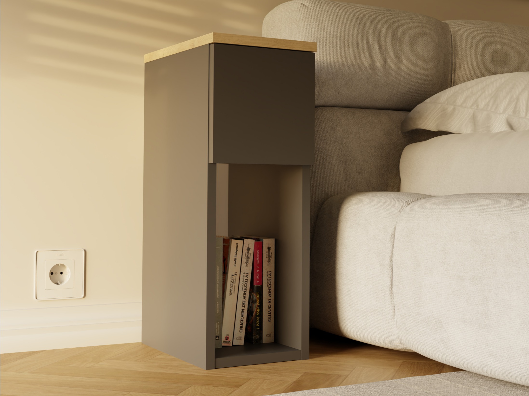 Nočna omarica Mandeville 304 (Antracit + Artisan hrast)