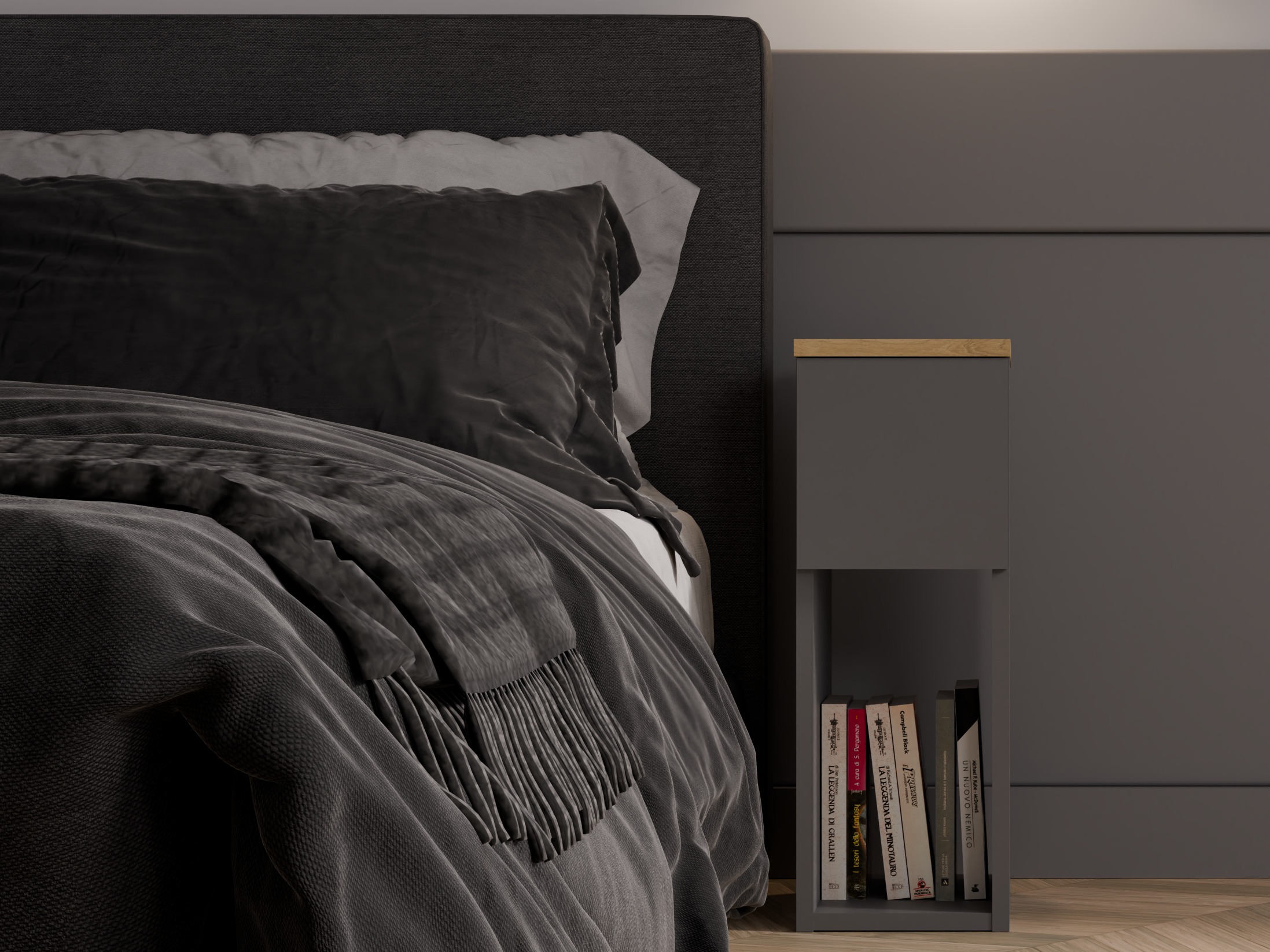 Nočna omarica Mandeville 304 (Antracit + Artisan hrast)