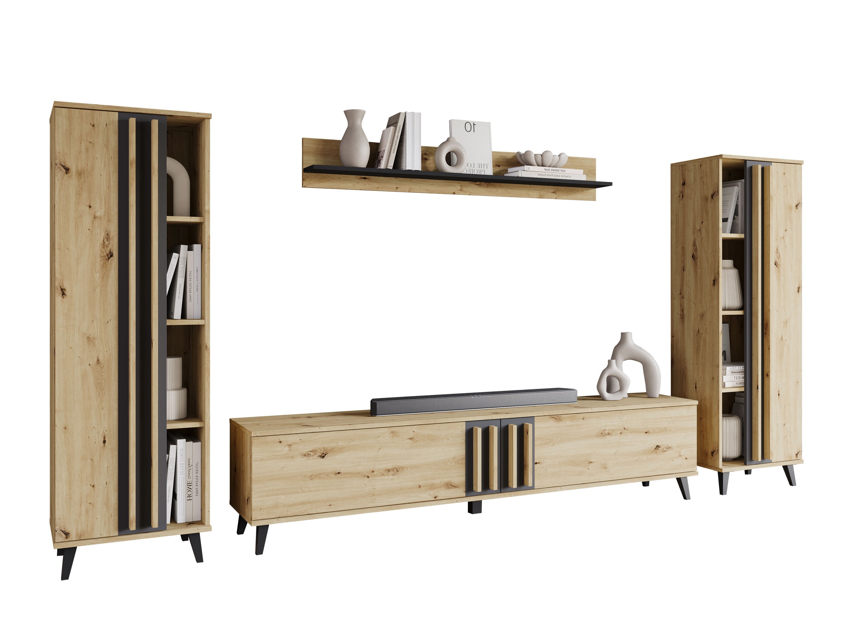 Komplet za dnevno sobo Facetor (Artisan hrast + Grafit)