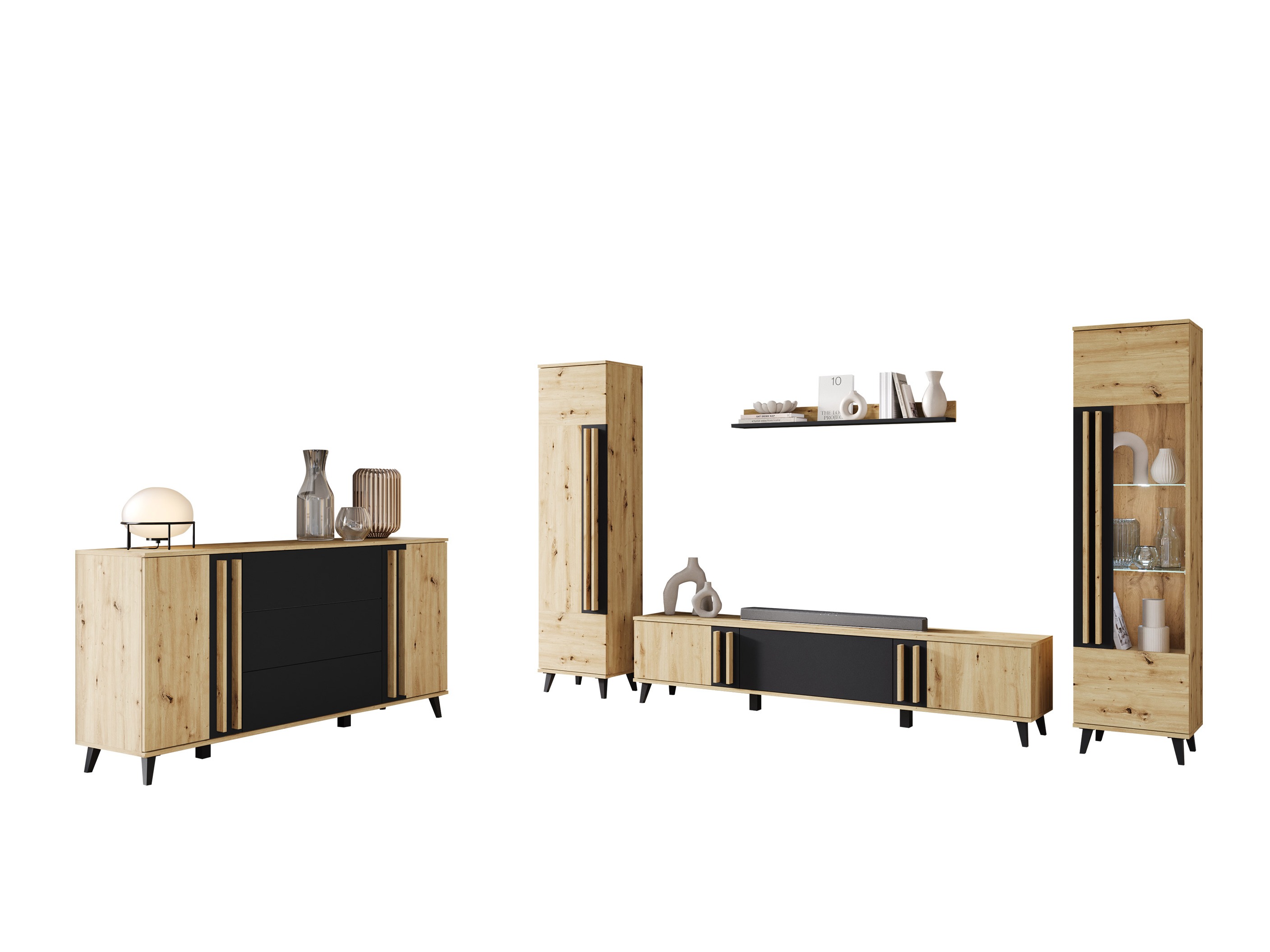 Komplet za dnevno sobo Facetor IV (Artisan hrast + Grafit)