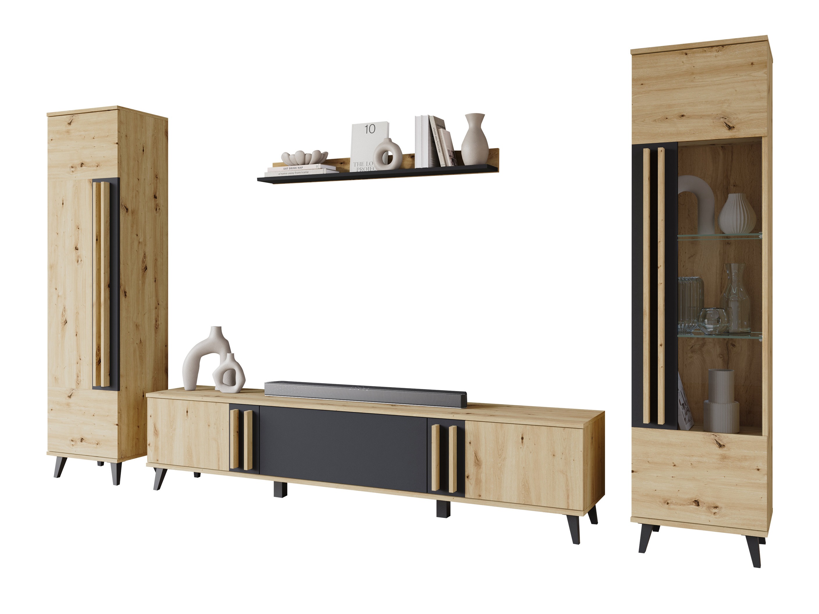 Komplet za dnevno sobo Temora 103 (Artisan hrast + Grafit)