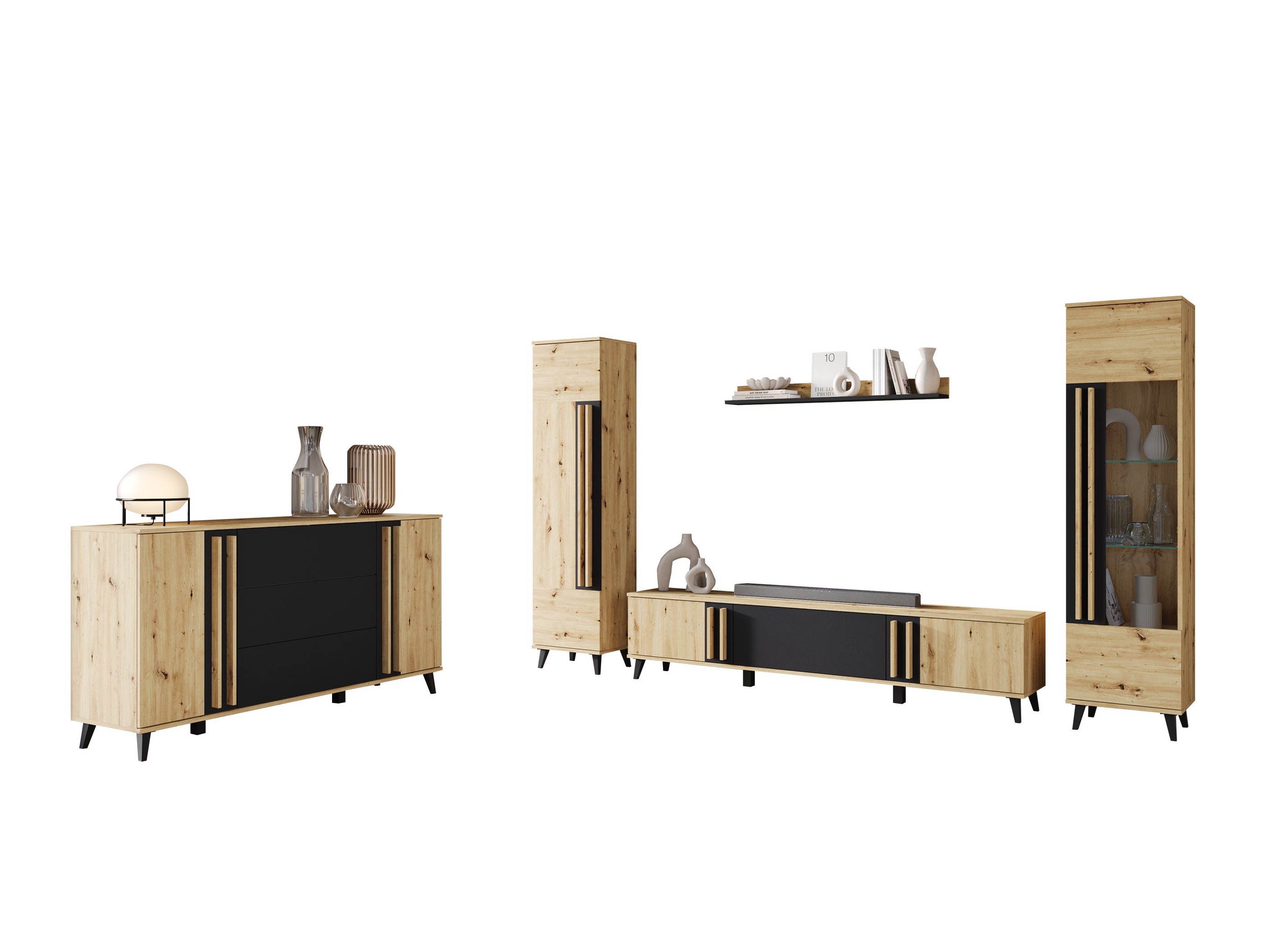 Komplet za dnevno sobo Temora 105 (Artisan hrast + Grafit)