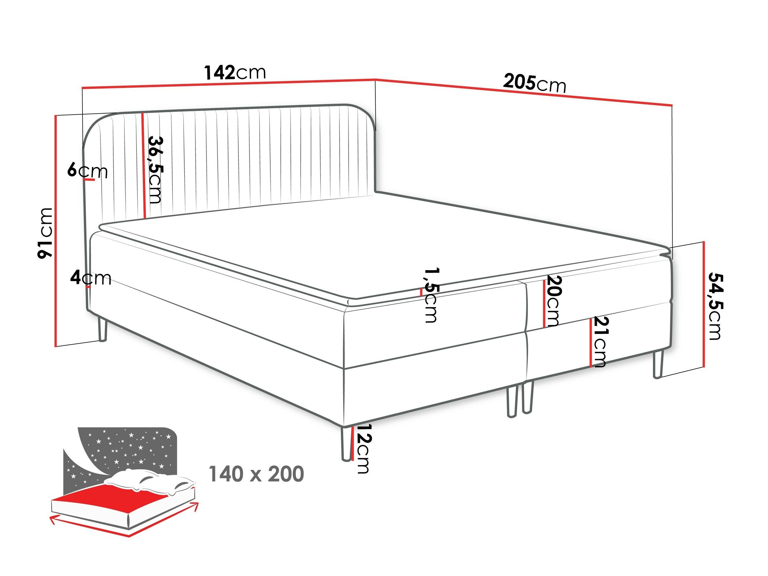 Boxspring postelja Baltimore 200 (Coral 15)