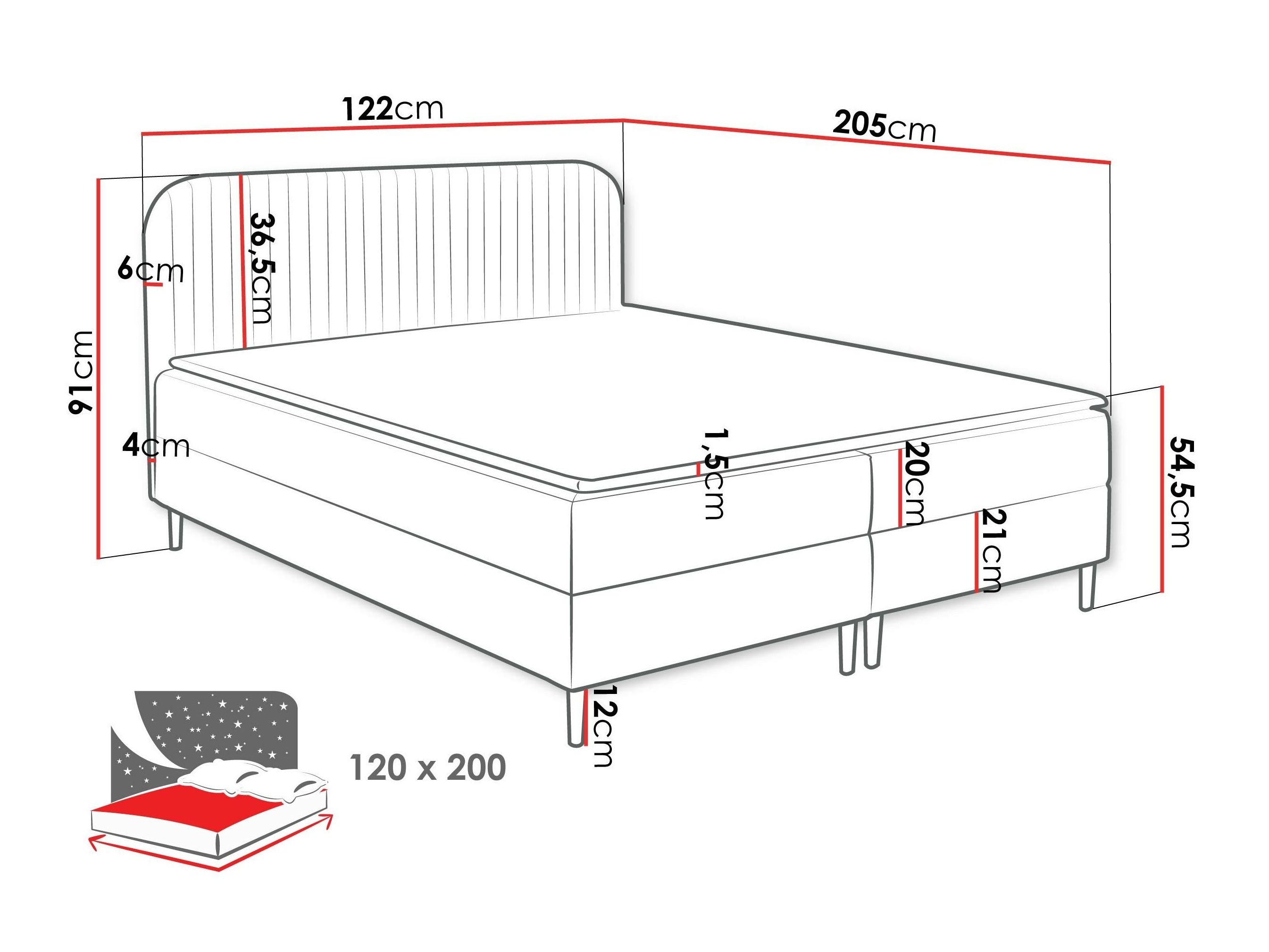 Boxspring postelja Baltimore 200 (Coral 75)