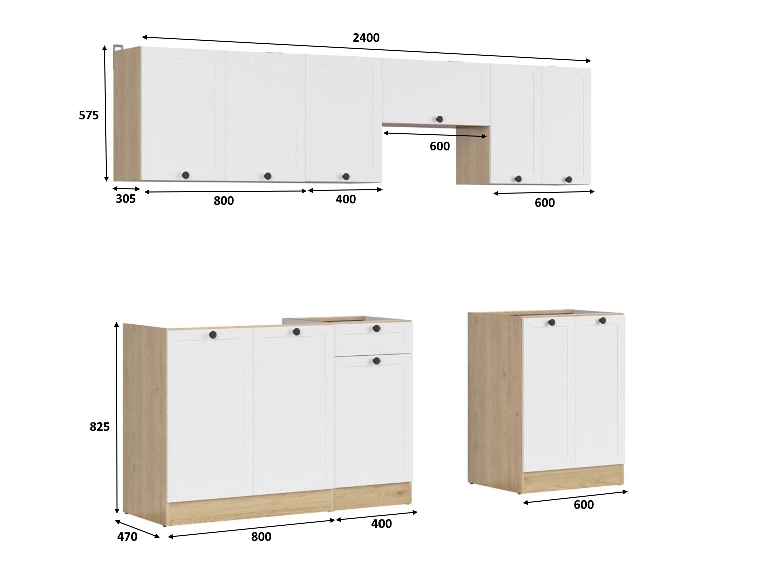 Modularni kuhinjski komplet Classic White Oak 118