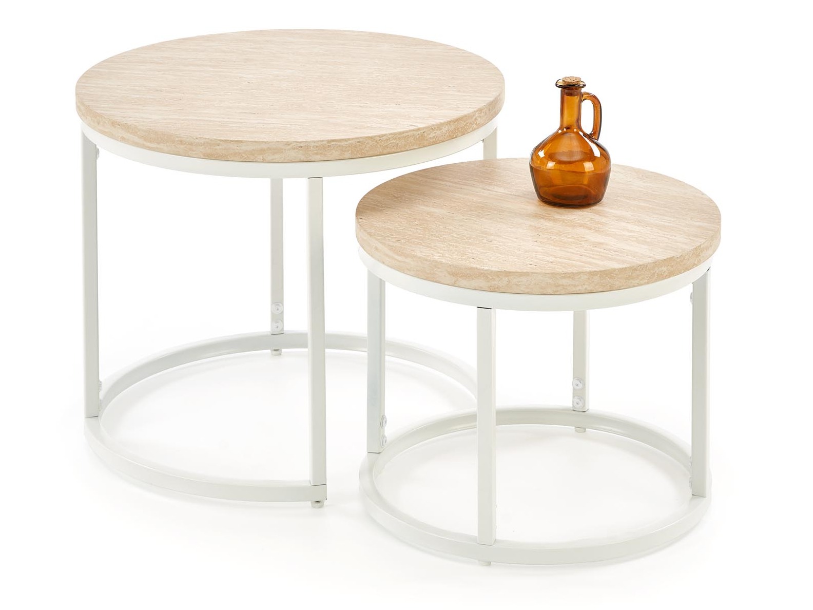 Komplet klubskih mizic Houston 951 (Svetel travertin + Bela)