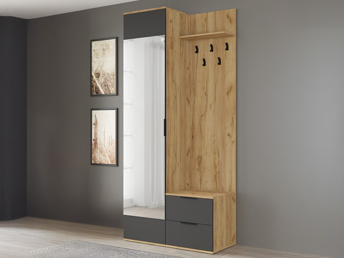 Komplet za predsobo Houston 2004 (Antracit + Zlati hrast)