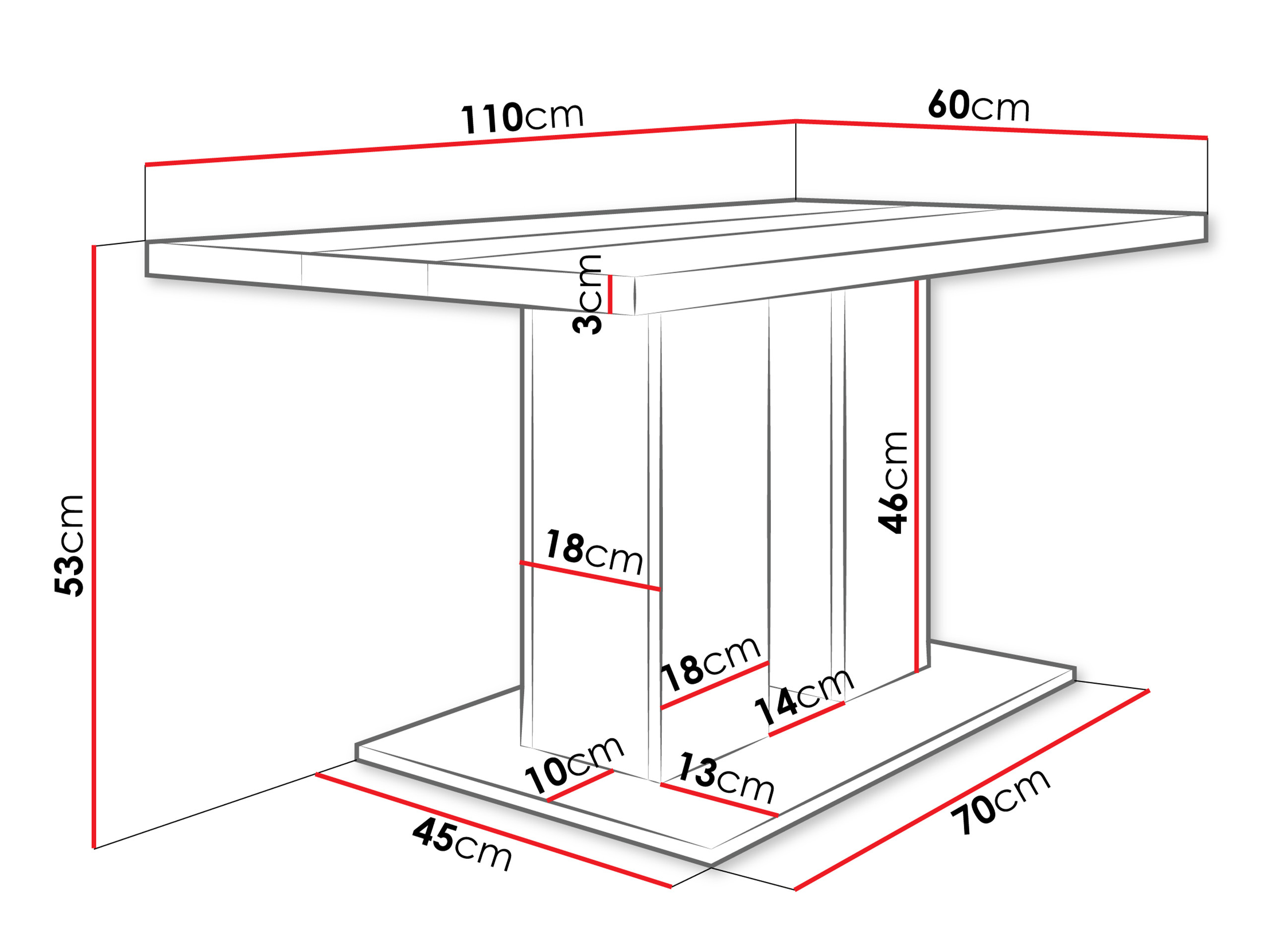 Klubska mizica Tucson 147 (Bela + Črna)