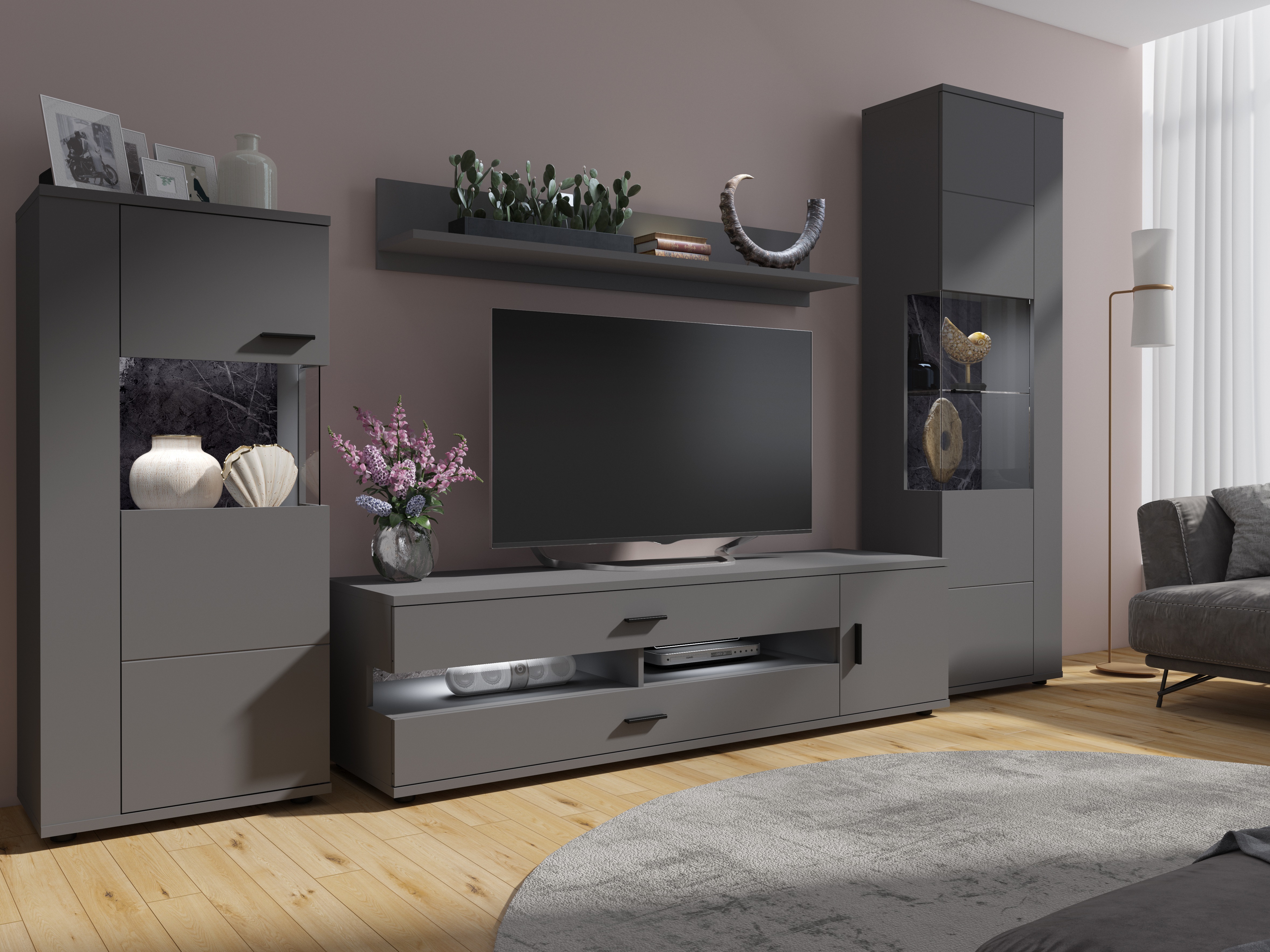 Komplet za dnevno sobo Ontario 161 (Grafit)