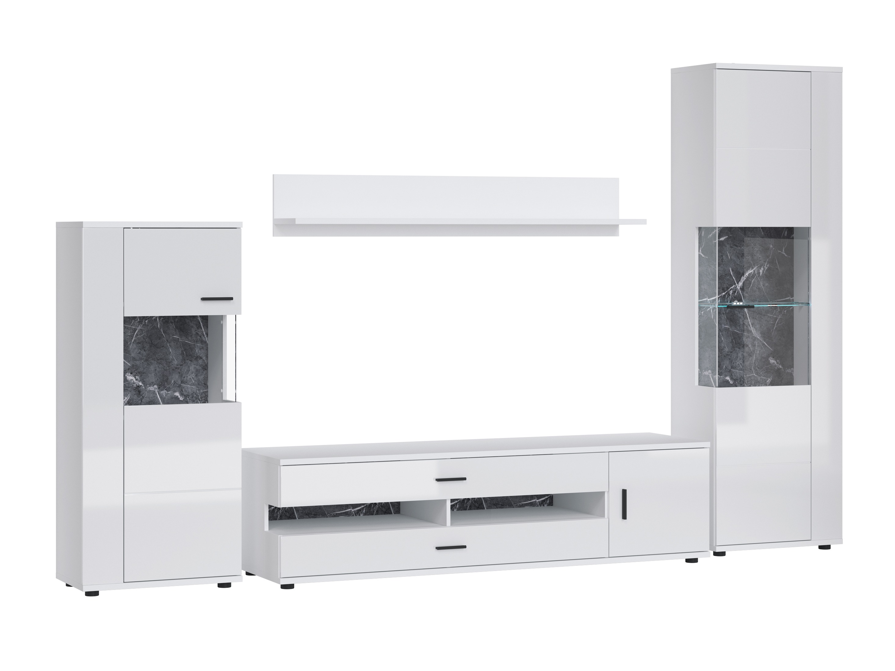 Komplet za dnevno sobo Ontario 161 (Sijaj bela + Bela)