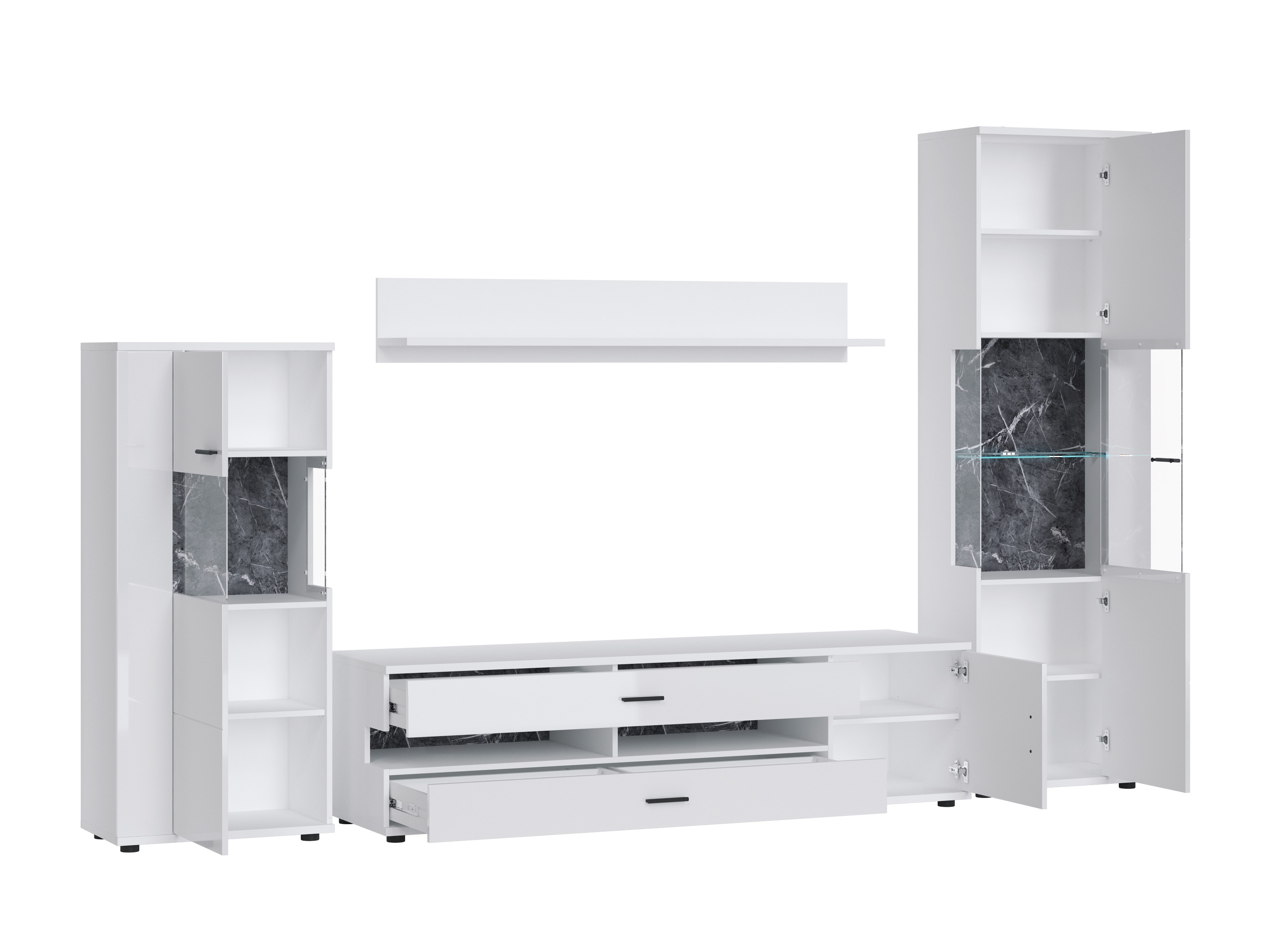 Komplet za dnevno sobo Ontario 161 (Sijaj bela + Bela)