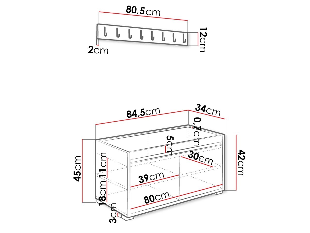 Komplet za predsobo Comfivo Pinus IV (Bela + Abriamo 03)