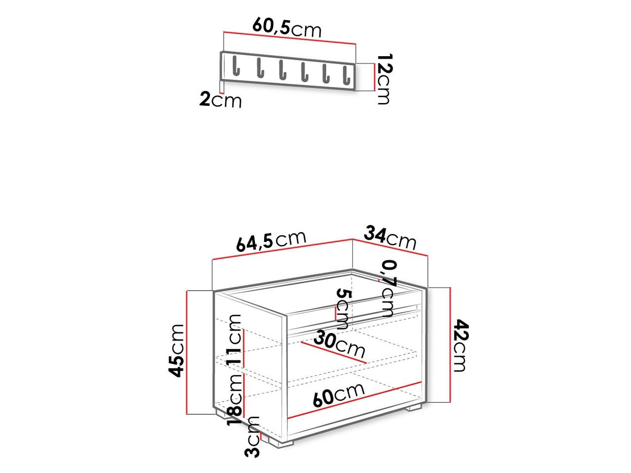 Komplet za predsobo Comfivo Pinus V (Bela + Abriamo 03)