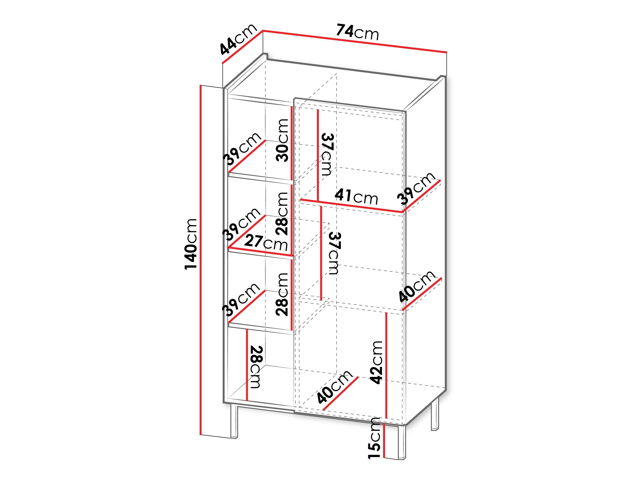 Regal Veldome 101 (Črna + Svetlo rjava)