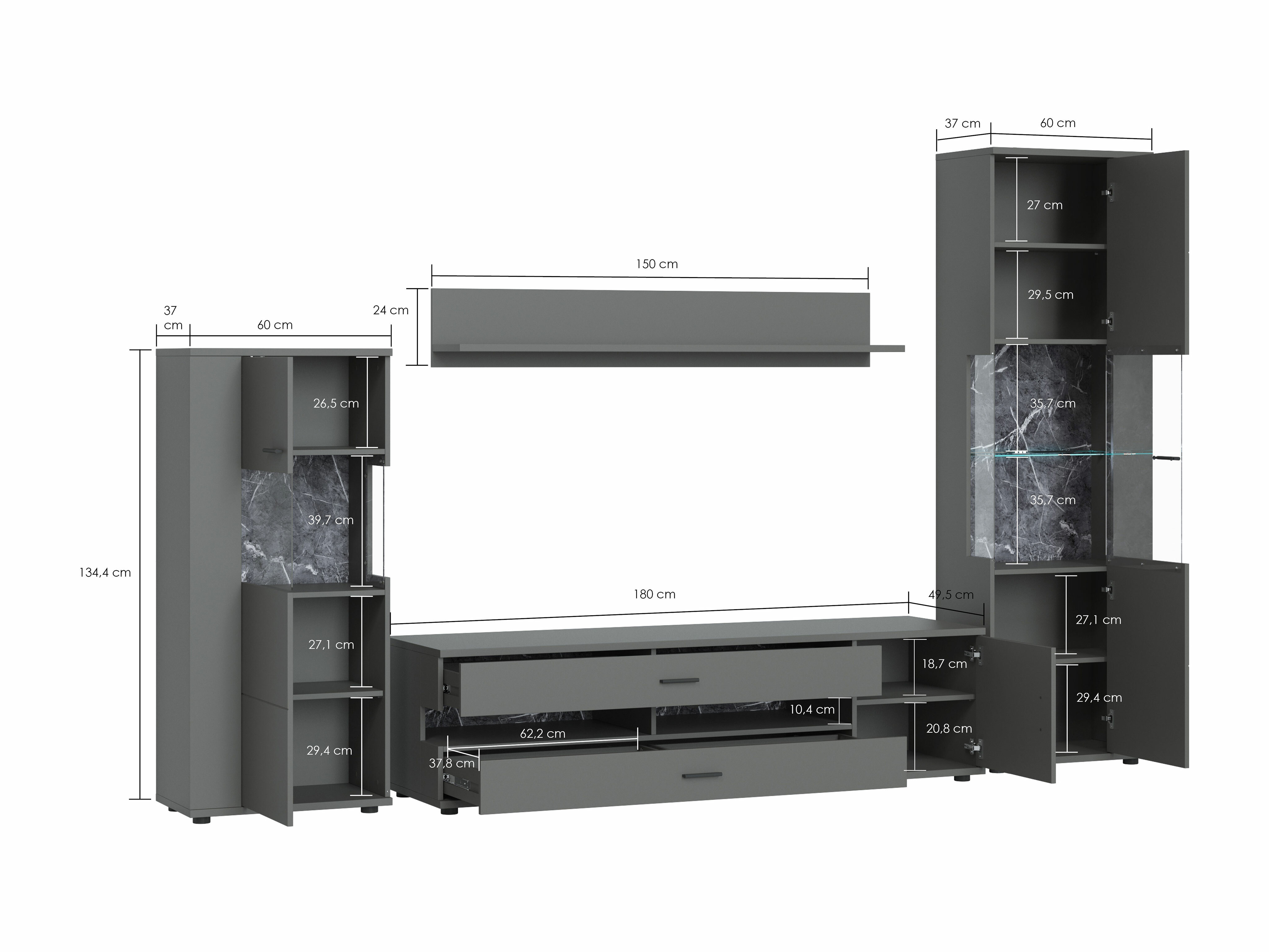 Komplet za dnevno sobo Ontario 161 (Sijaj bela + Bela)