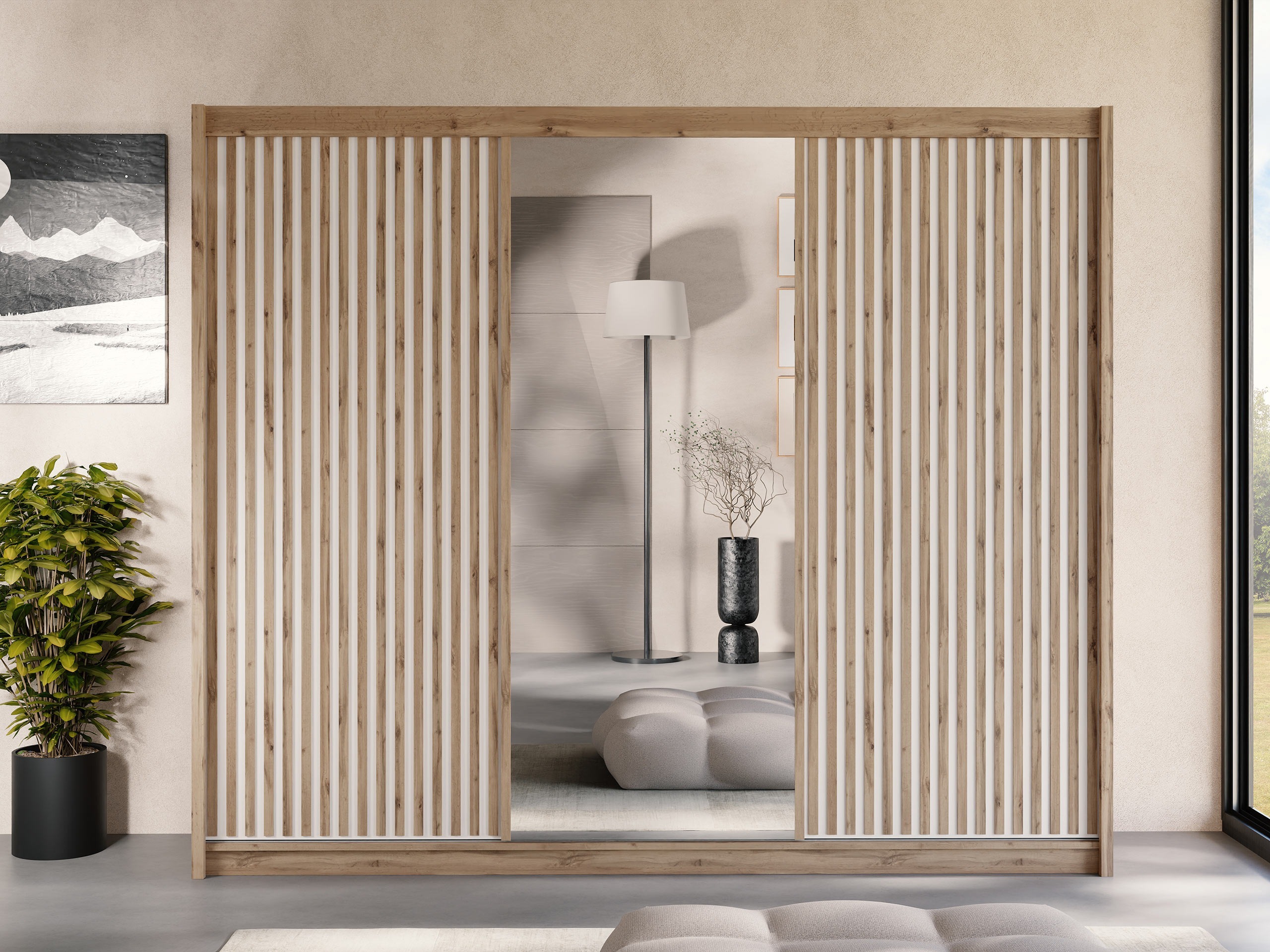 Garderobna omara Honolulu 275 (Wotan hrast + Bela)