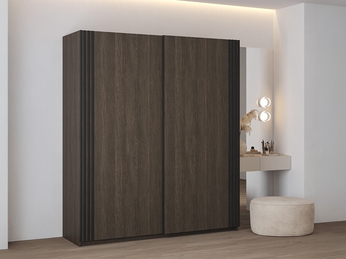 Garderobna omara Austin 372 (Temen hrast + Črna)