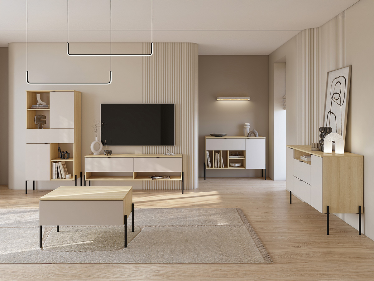 Komplet za dnevno sobo Levtenu 118 (Hrast + Kašmir)