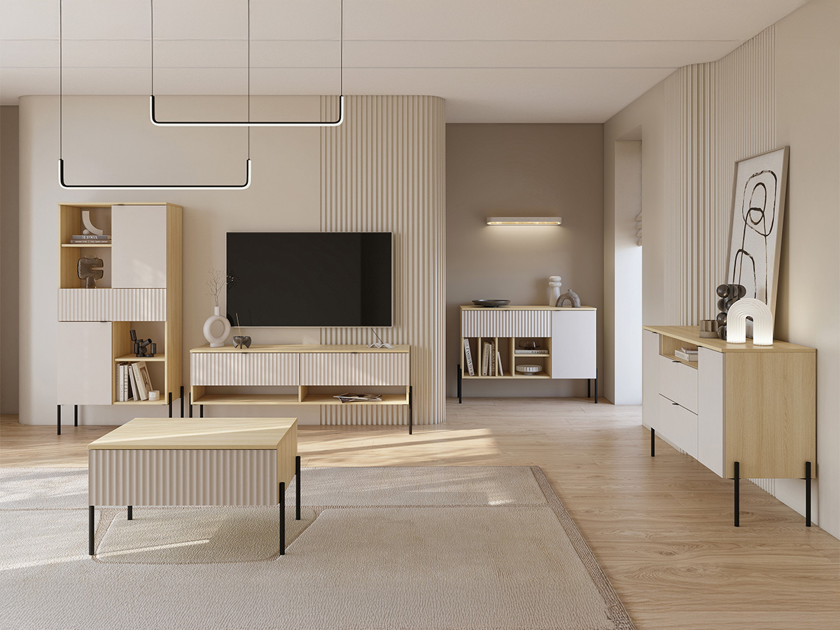 Komplet za dnevno sobo Levtenu 119 (Hrast + Kašmir)