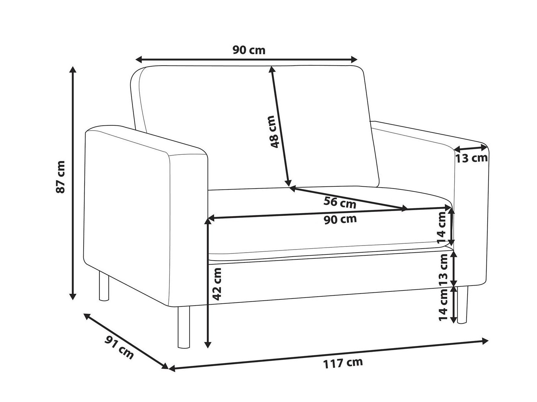 Fotelj Berwyn 766 (Črna)