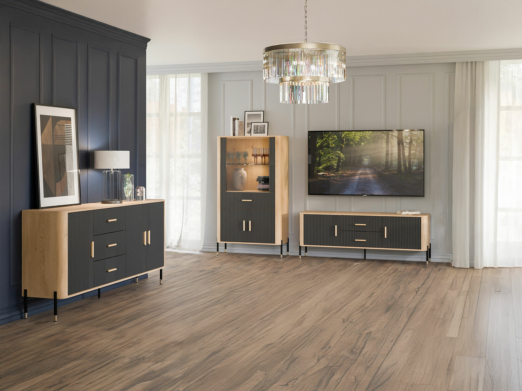 Komplet za dnevno sobo Flosora 147 (Antracit)